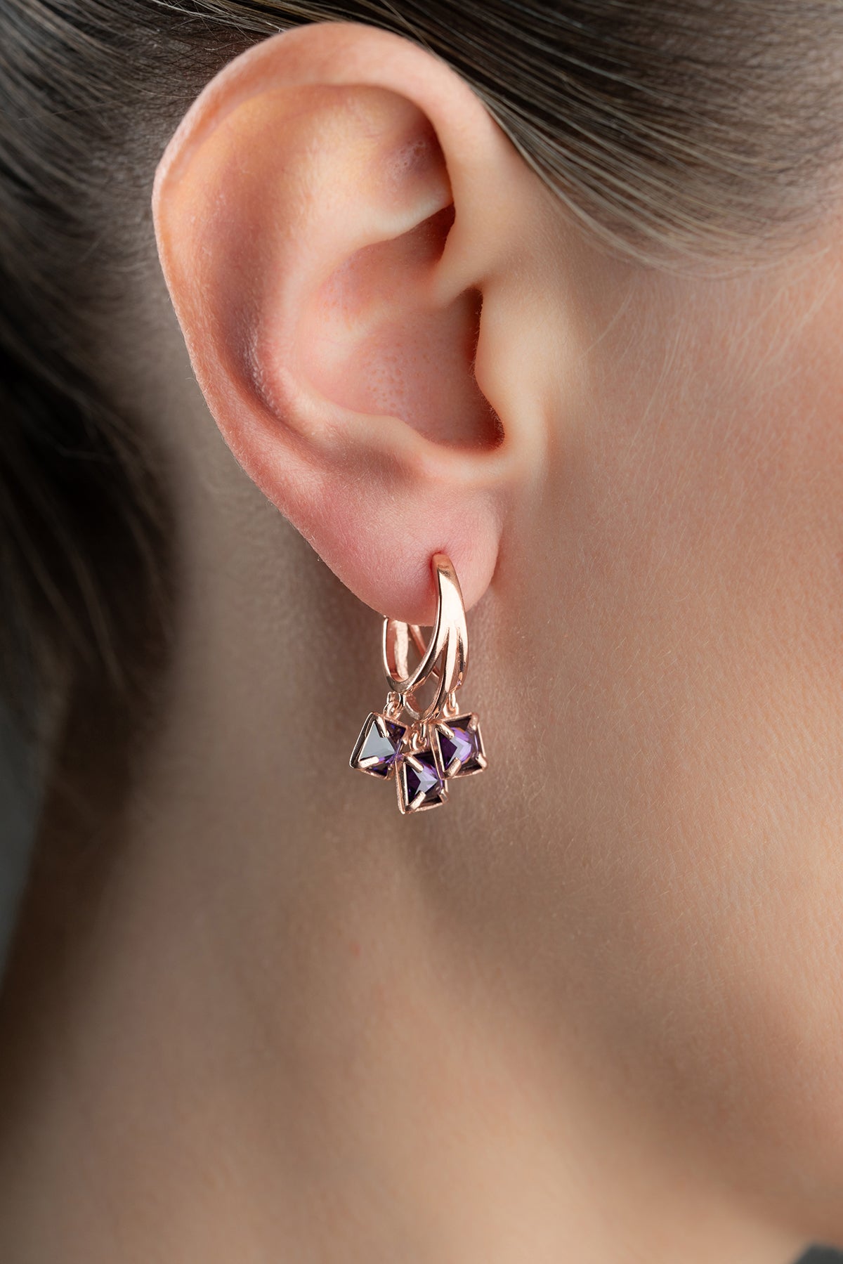 Amethyst Crystal Cluster Drop Earrings