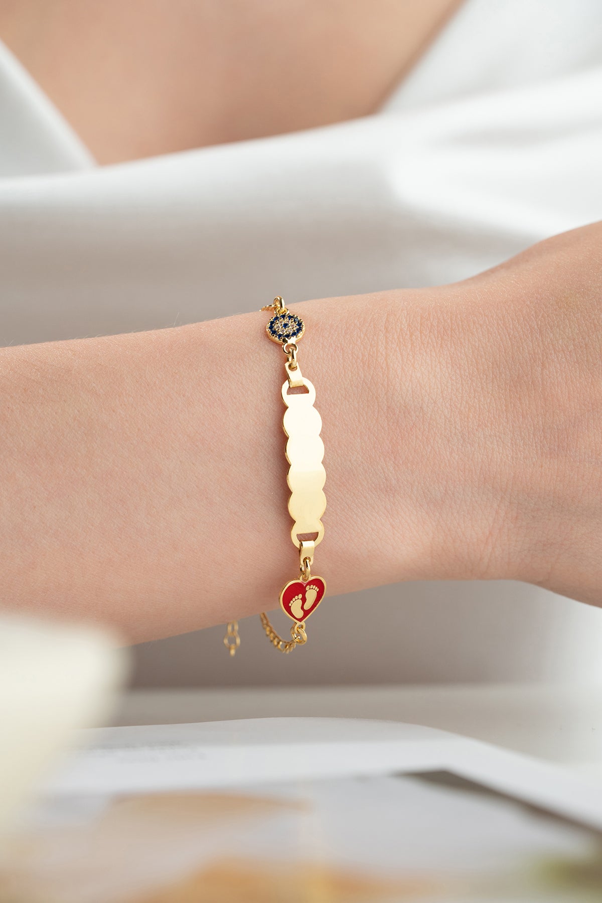 Personalized Baby Footprint Heart Bracelet