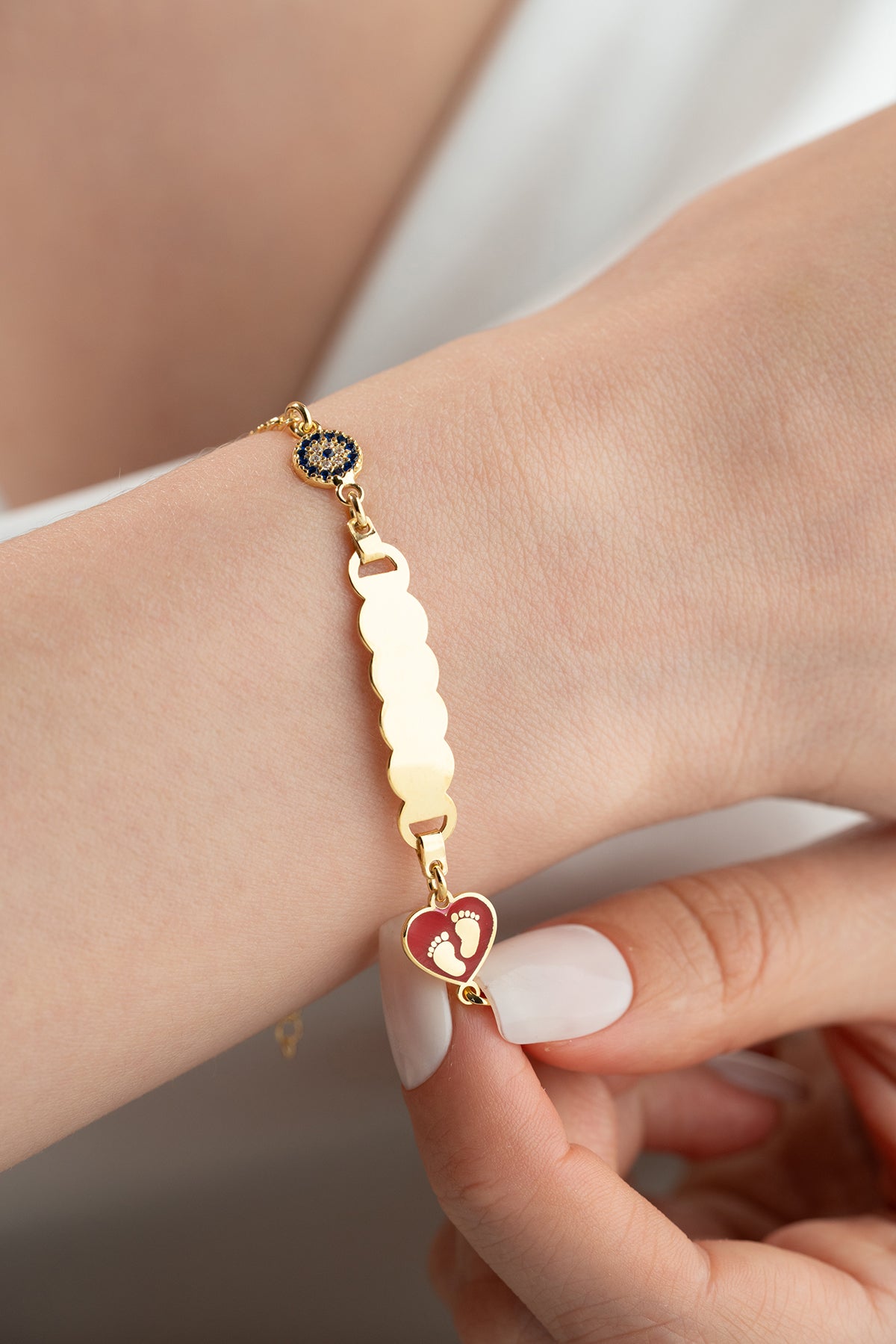 Personalized Baby Footprint Heart Bracelet