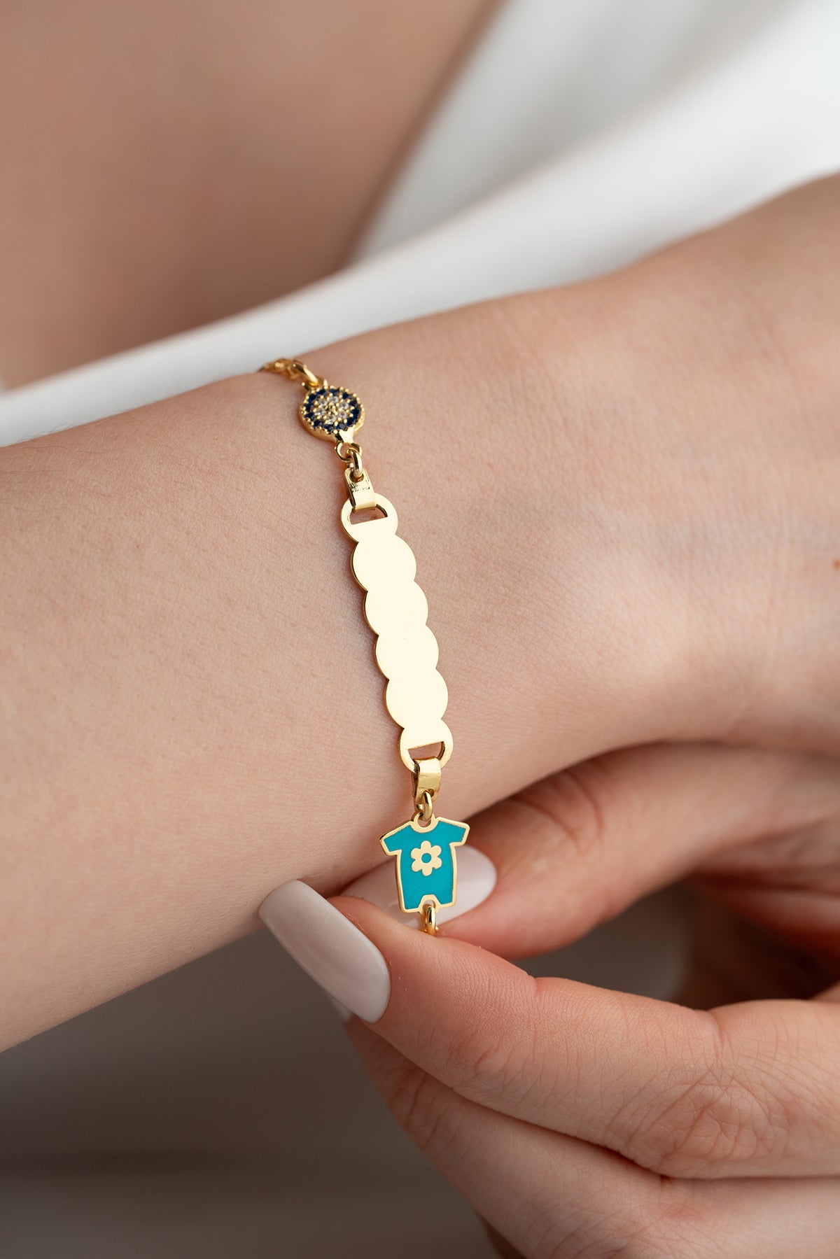 Custom Baby Name Bracelet with Onesie Charm