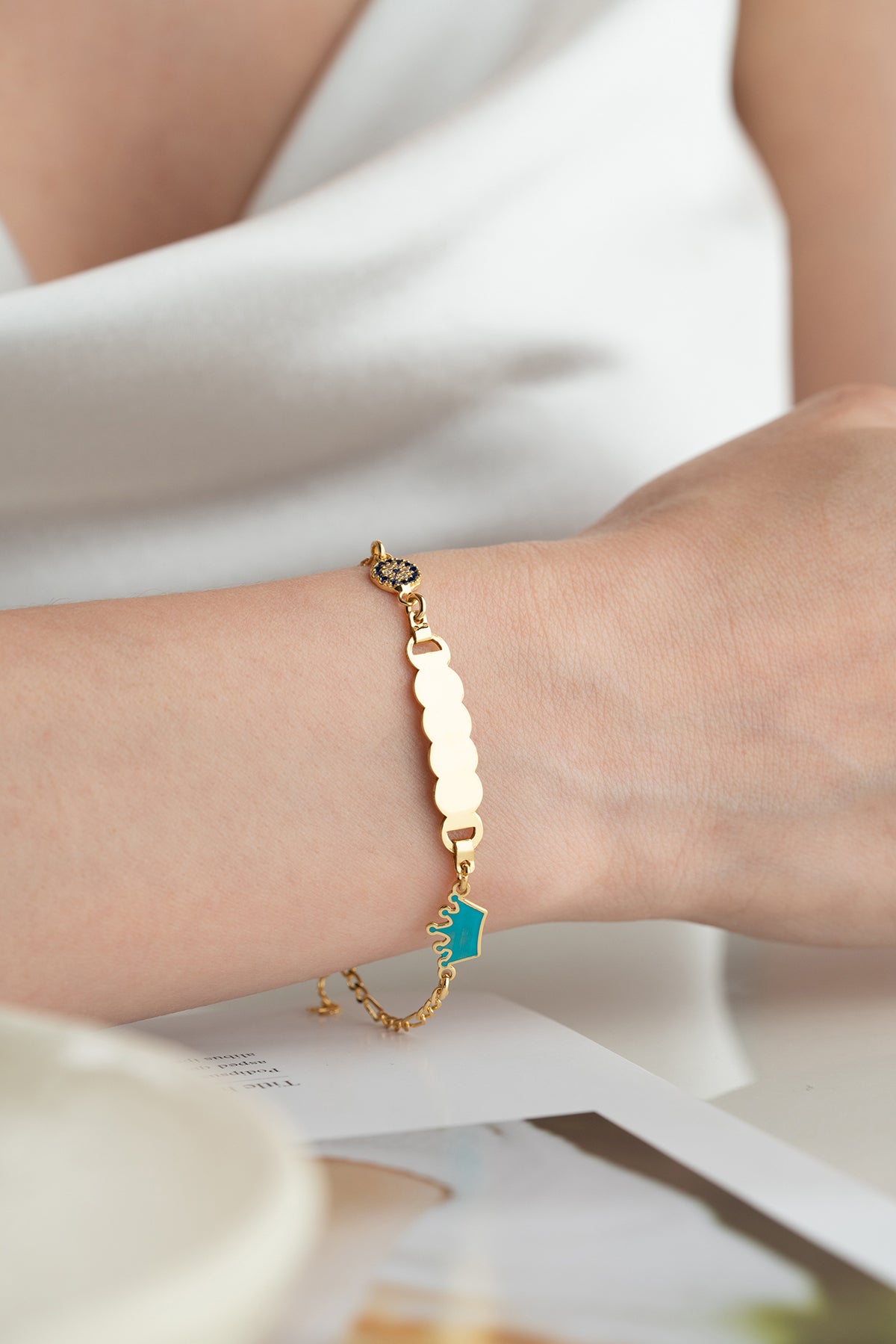 Kids Personalized Crown Charm Bracelet