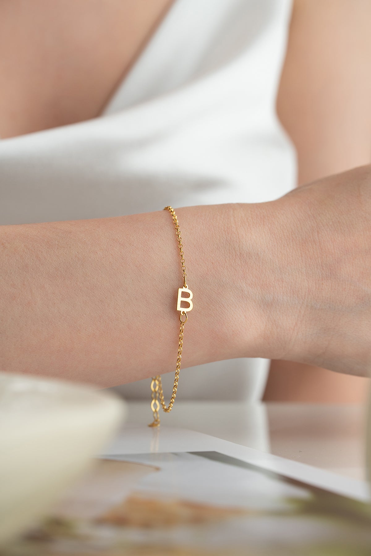 Custom Initial Bracelet in Gold