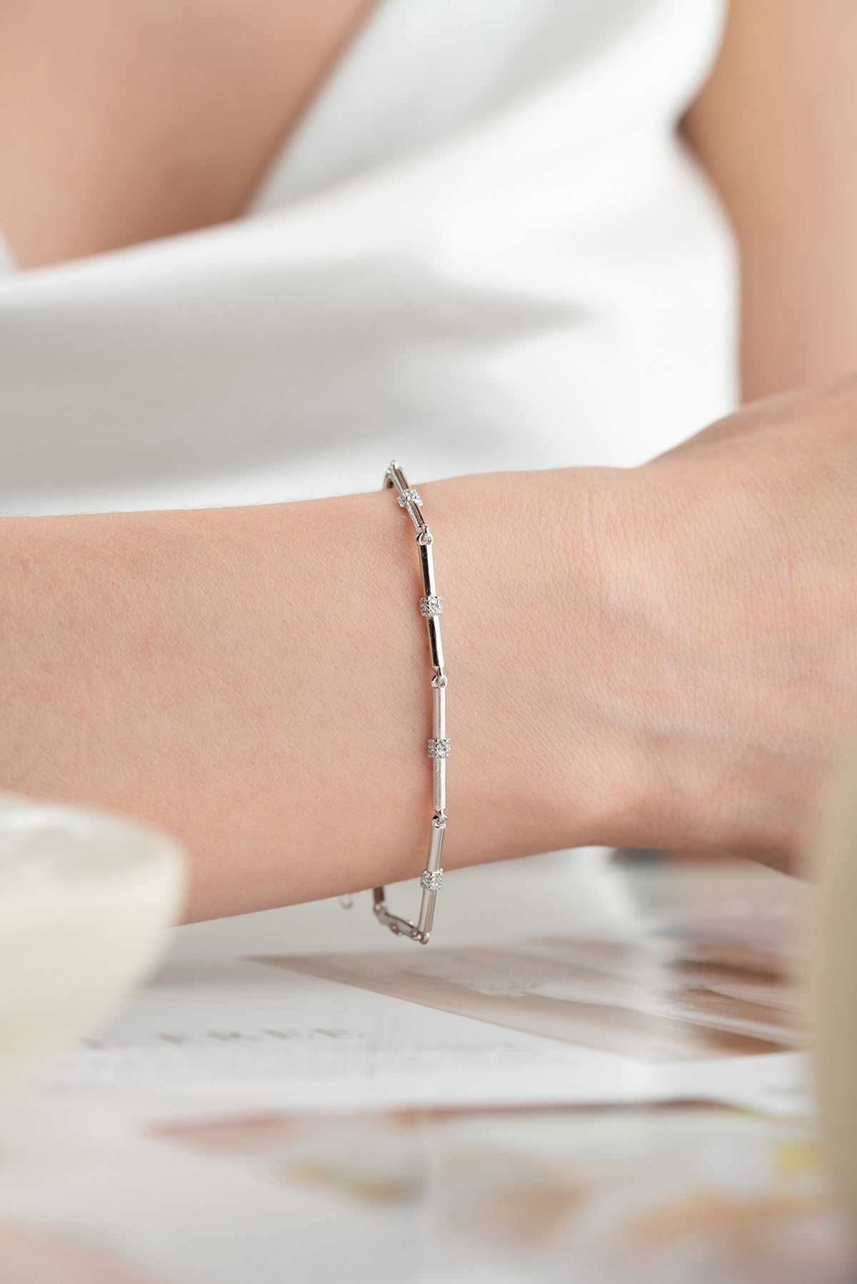 Pave Crystal Bar Link Bracelet