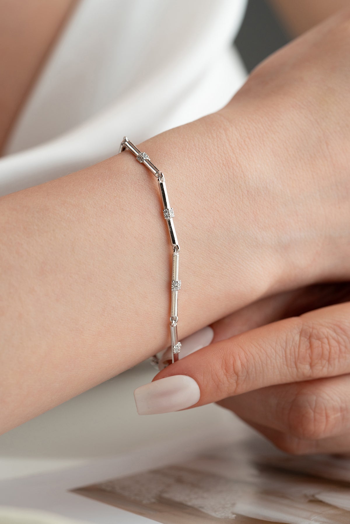 Pave Crystal Bar Link Bracelet