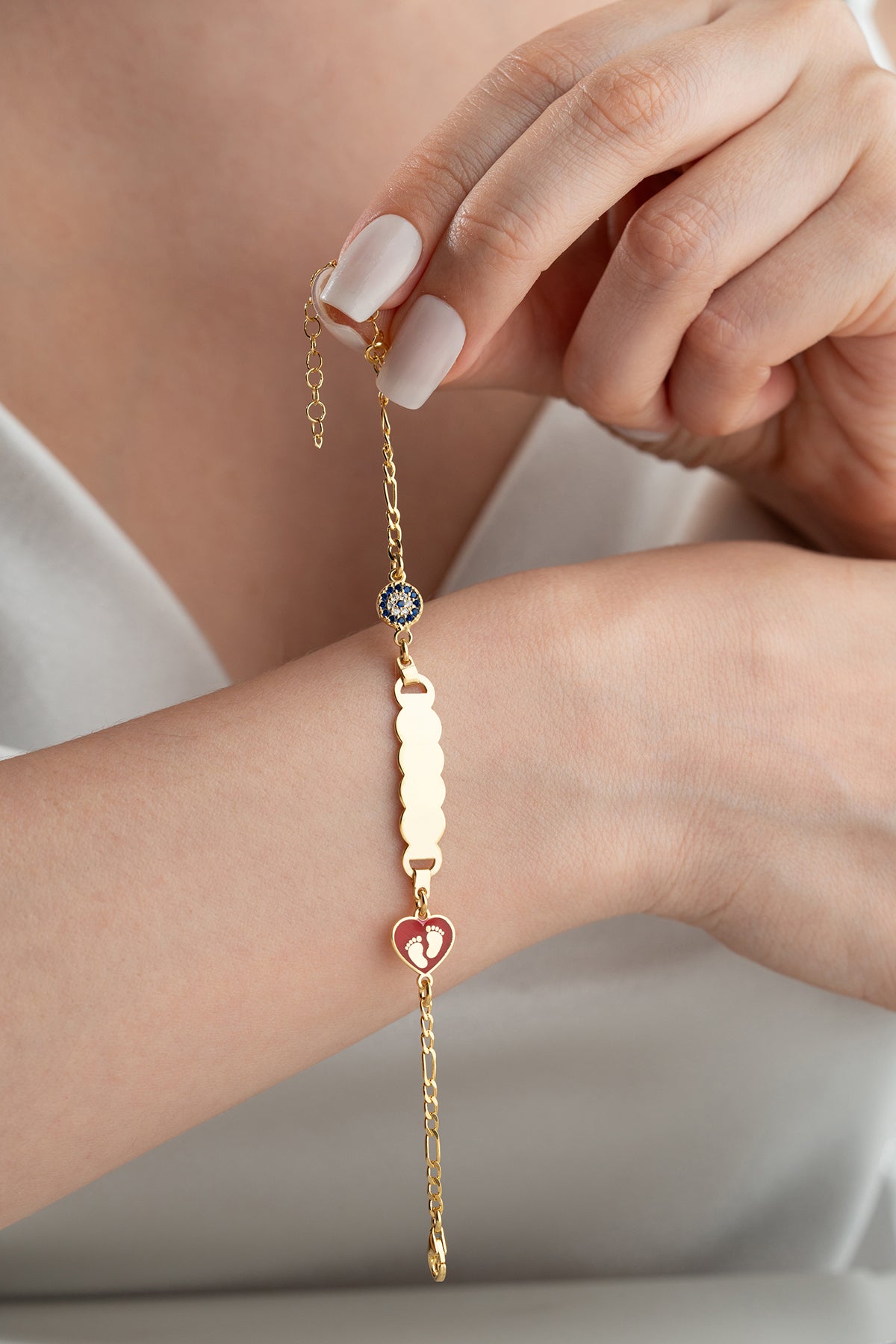 Personalized Baby Footprint Heart Bracelet