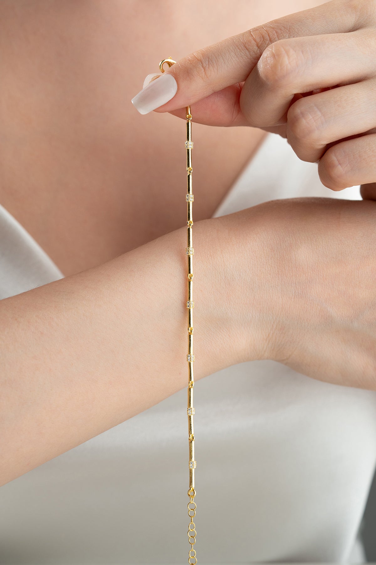 Pave Crystal Bar Link Bracelet