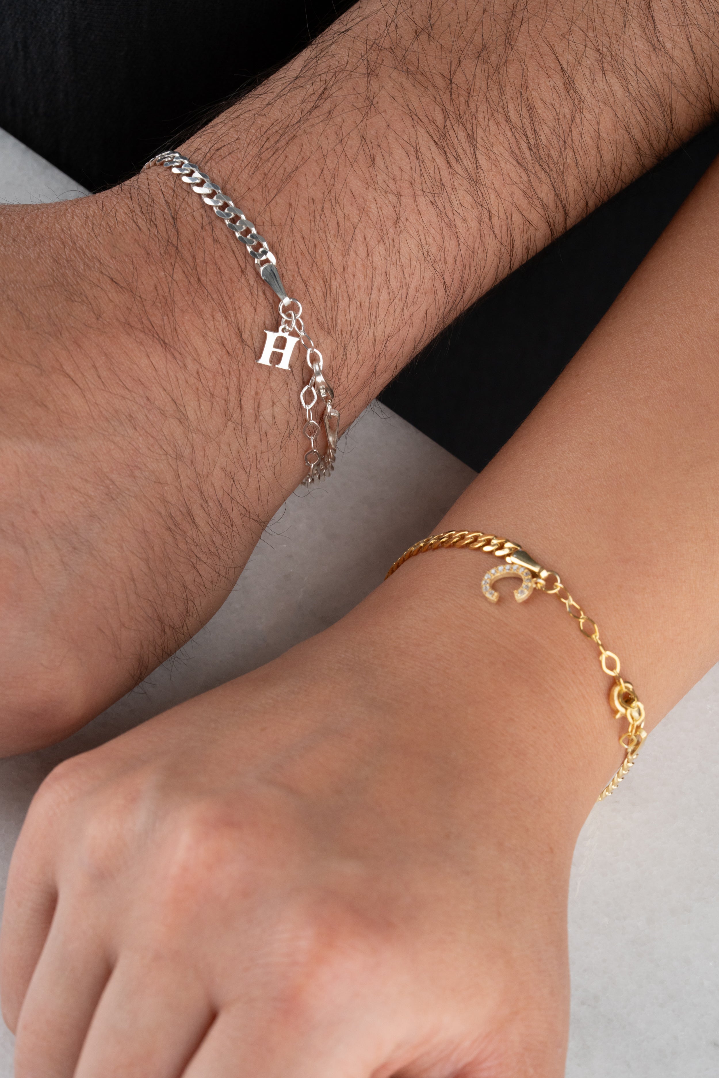 His and Hers Initial Bracelet Set