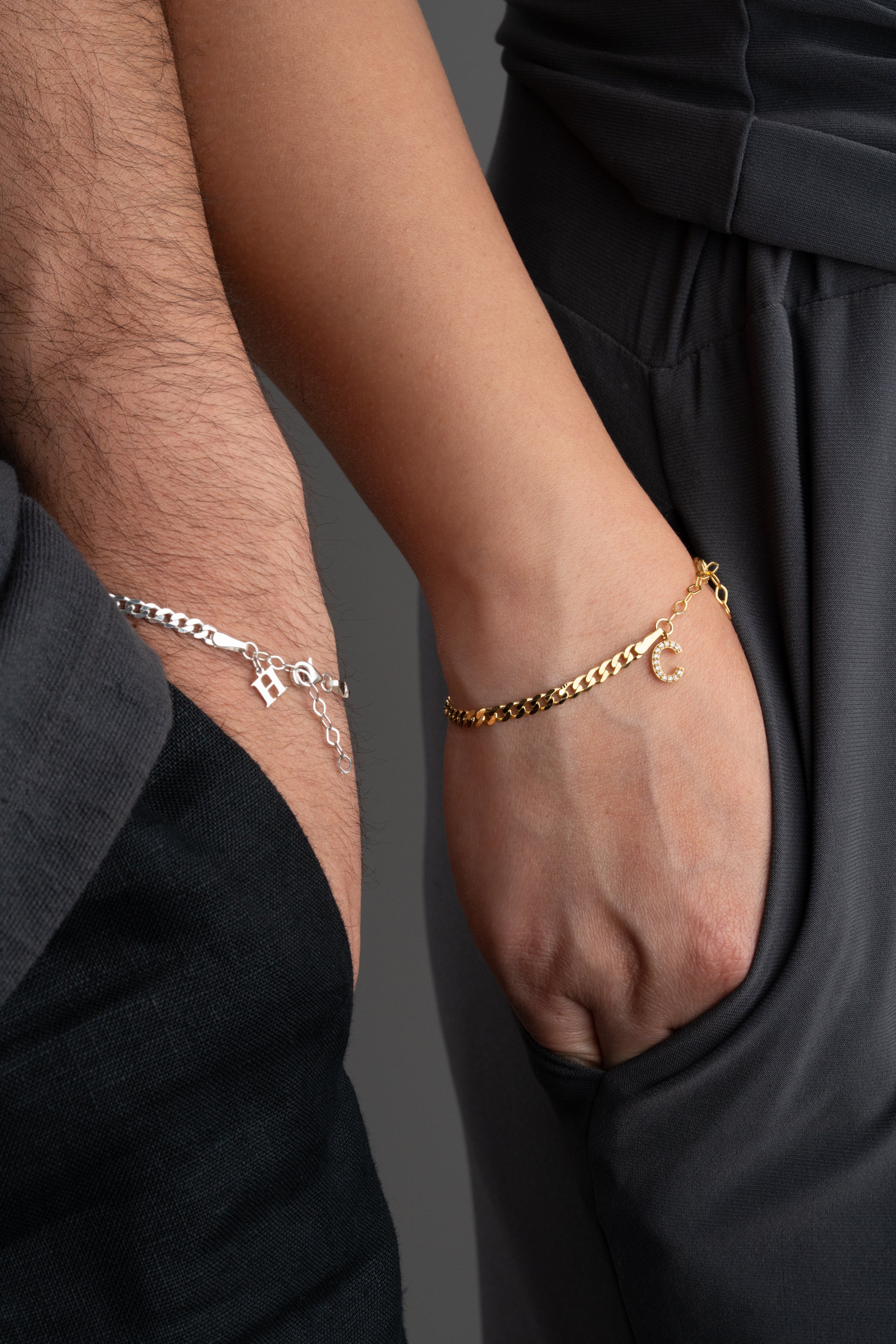 His and Hers Initial Bracelet Set