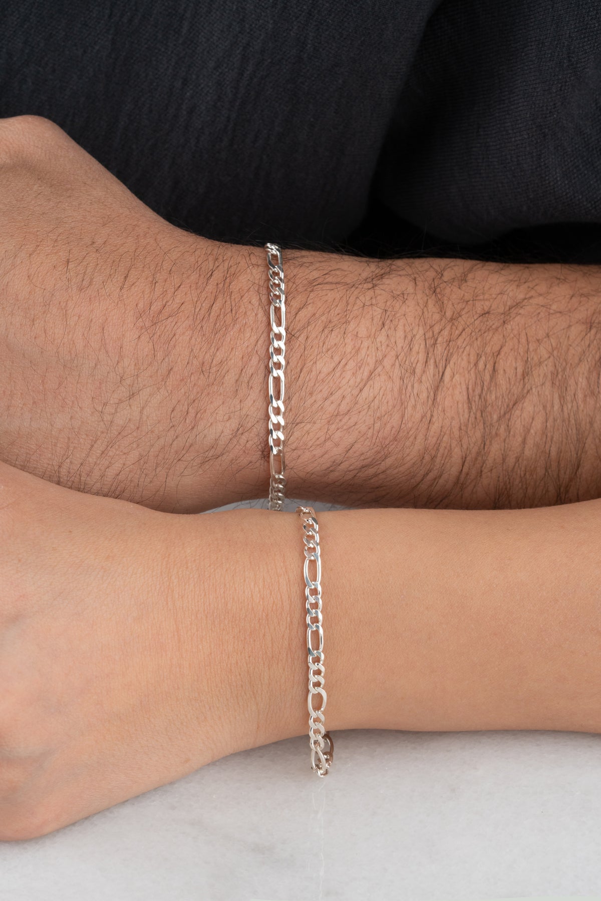 His and Hers Figaro Chain Bracelet Set