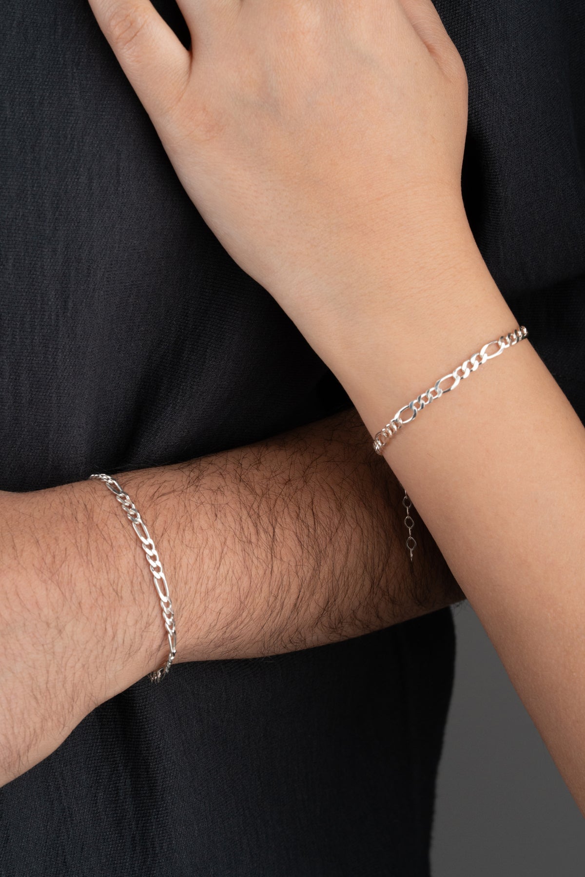 His and Hers Figaro Chain Bracelet Set