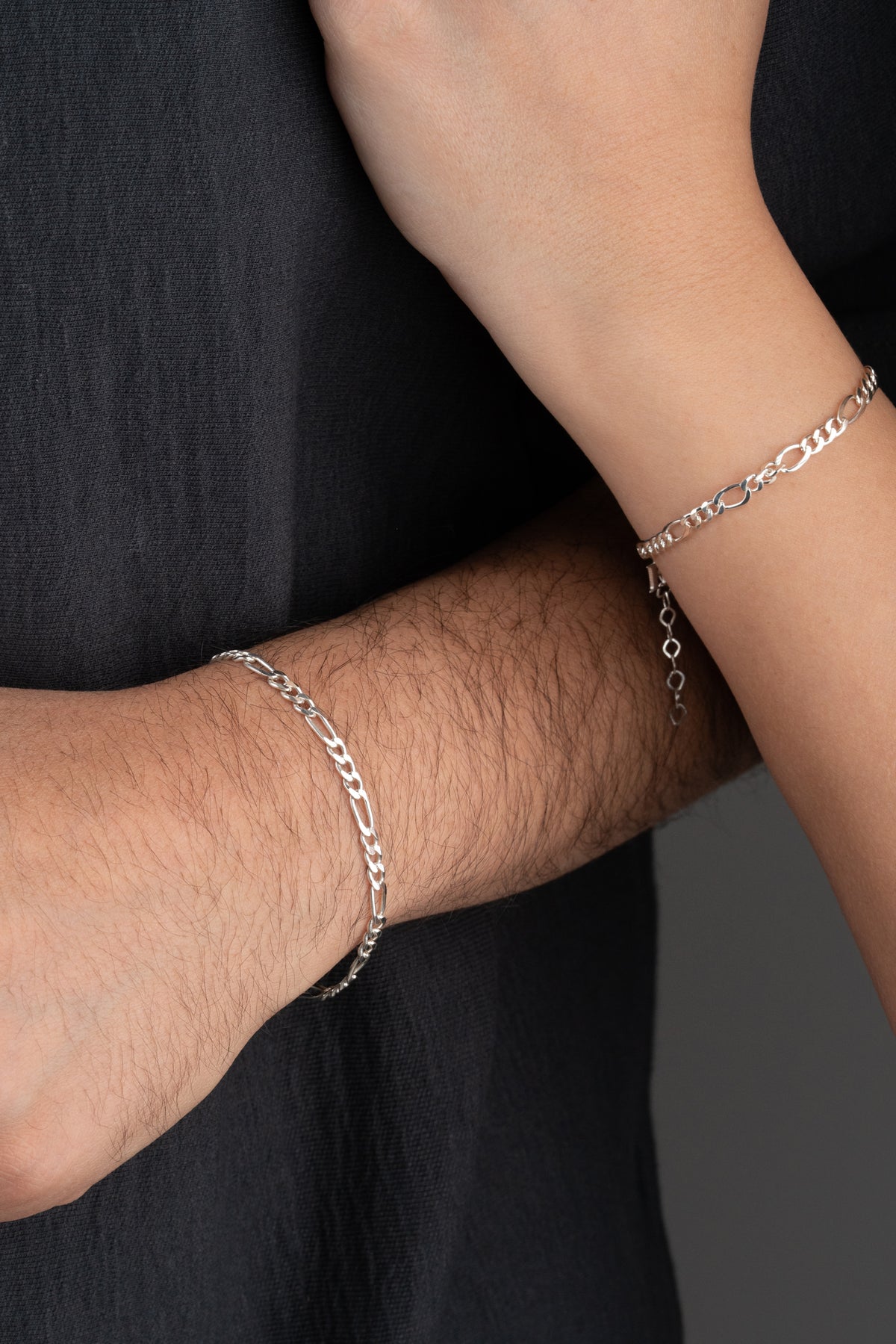 His and Hers Figaro Chain Bracelet Set