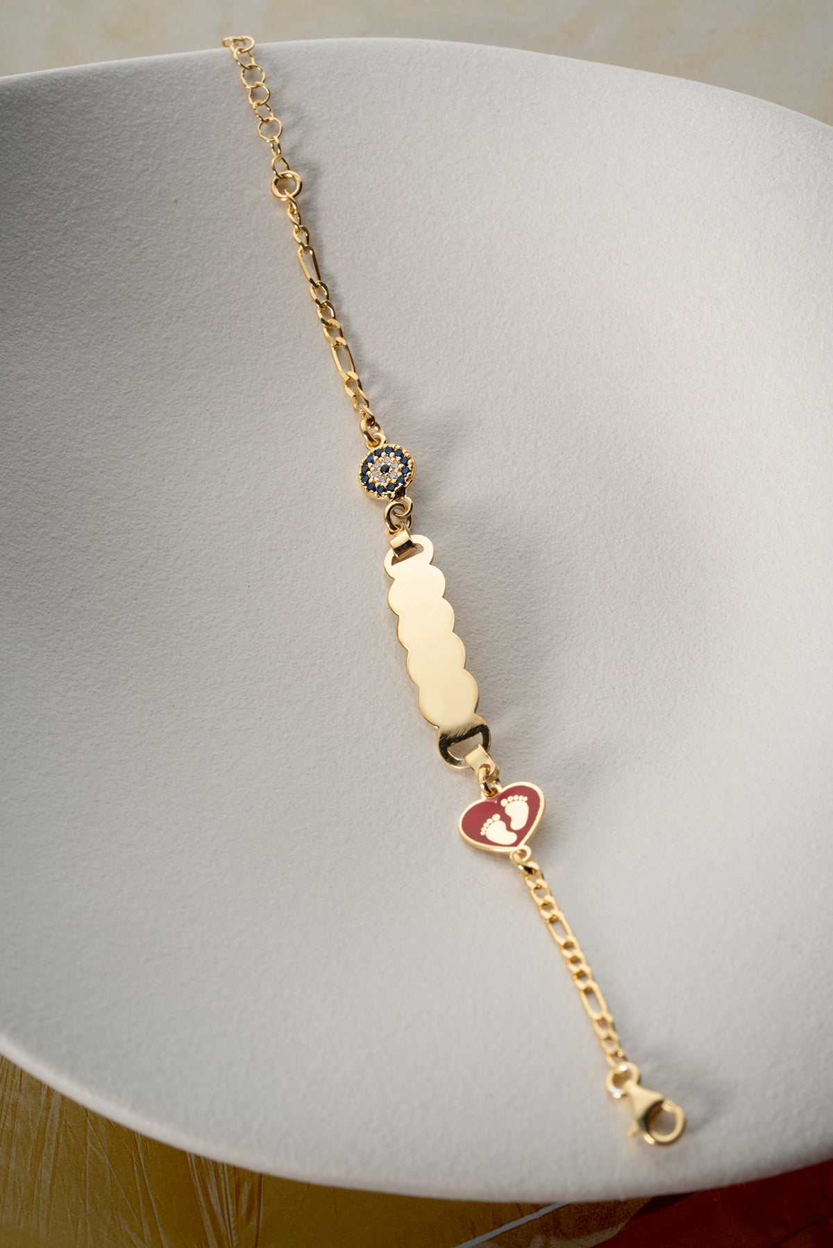 Personalized Baby Footprint Heart Bracelet