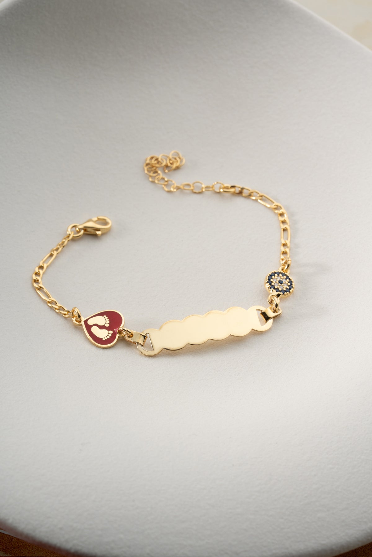 Personalized Baby Footprint Heart Bracelet