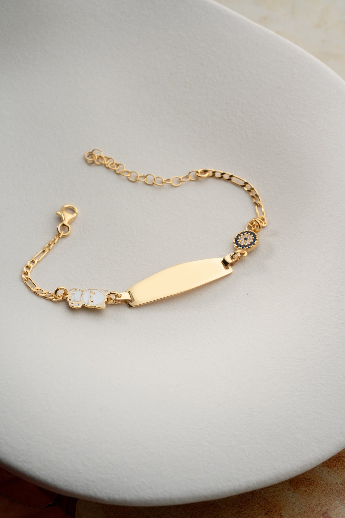 Custom Kids Name Bracelet with Cat Charm
