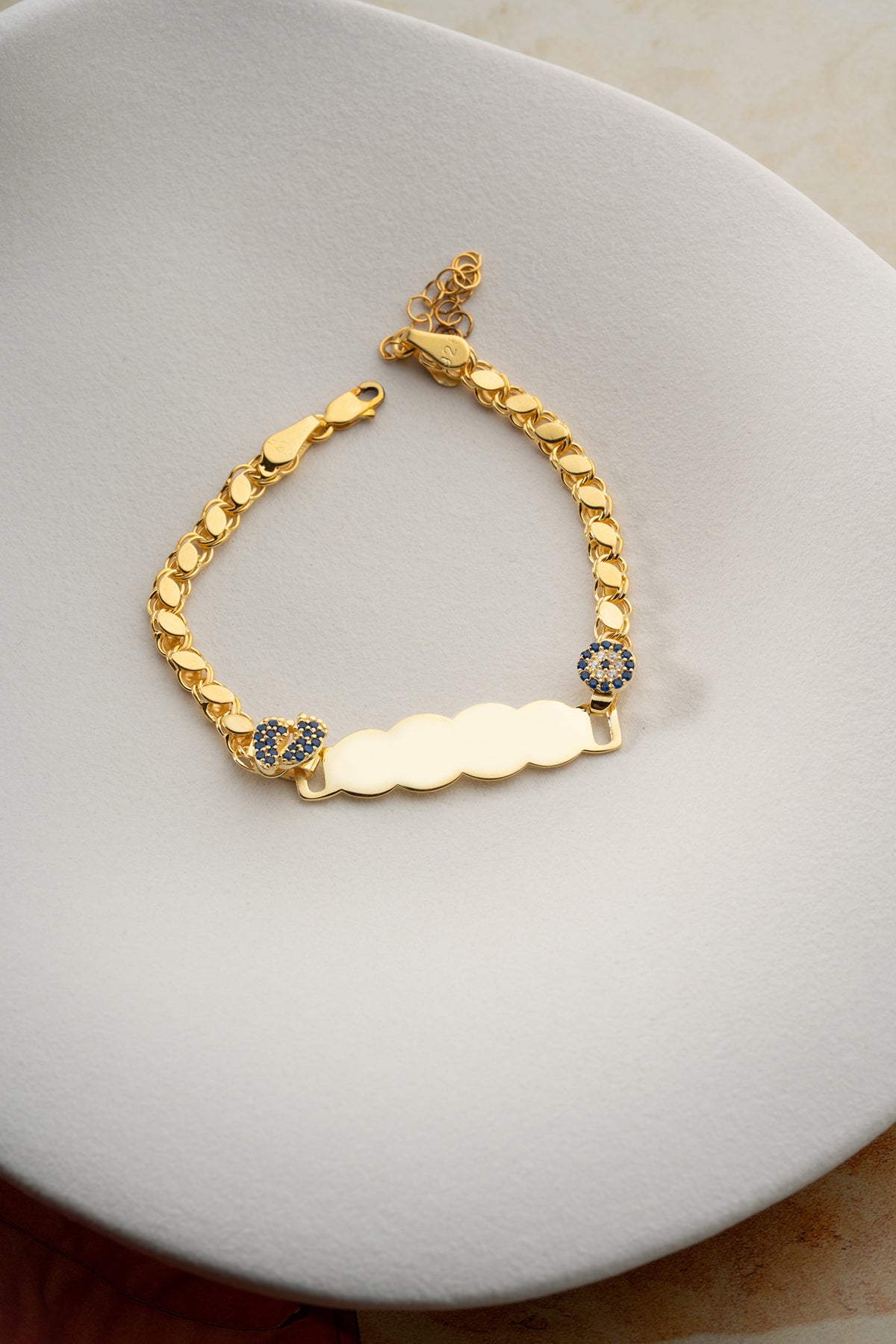 Personalized Kids Bracelet with Pave Heart Charm
