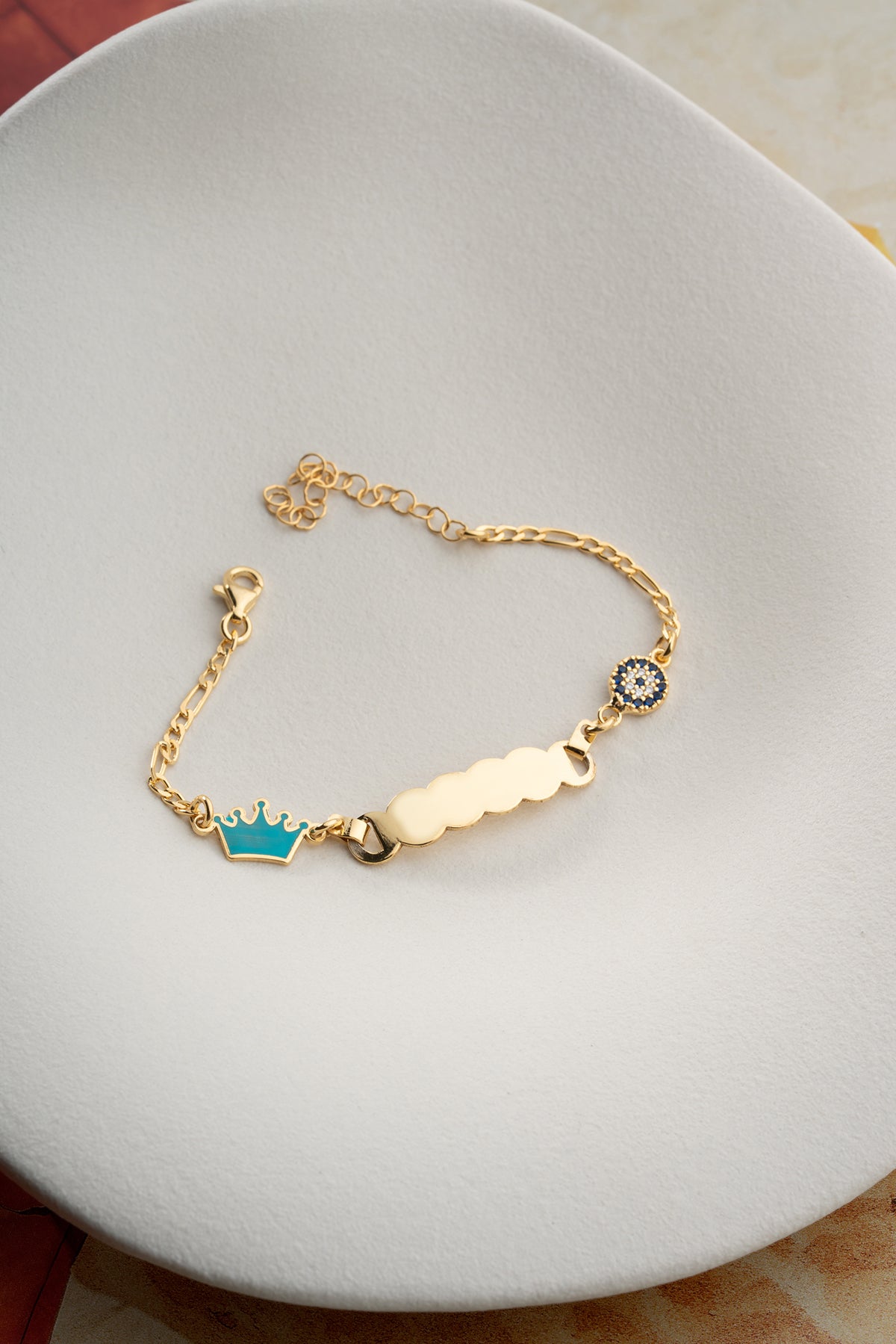 Kids Personalized Crown Charm Bracelet