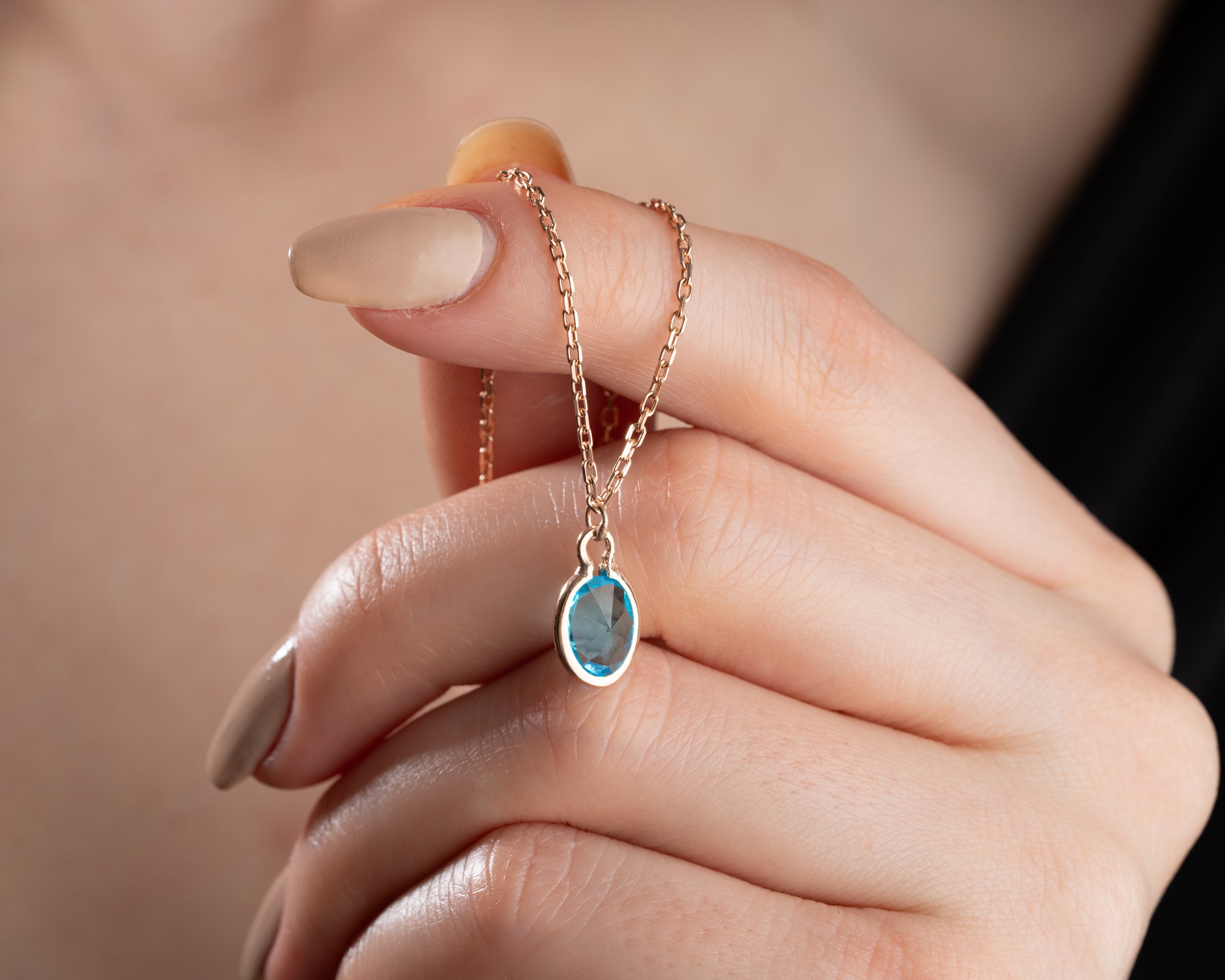 Layered Oval Birthstone Necklace