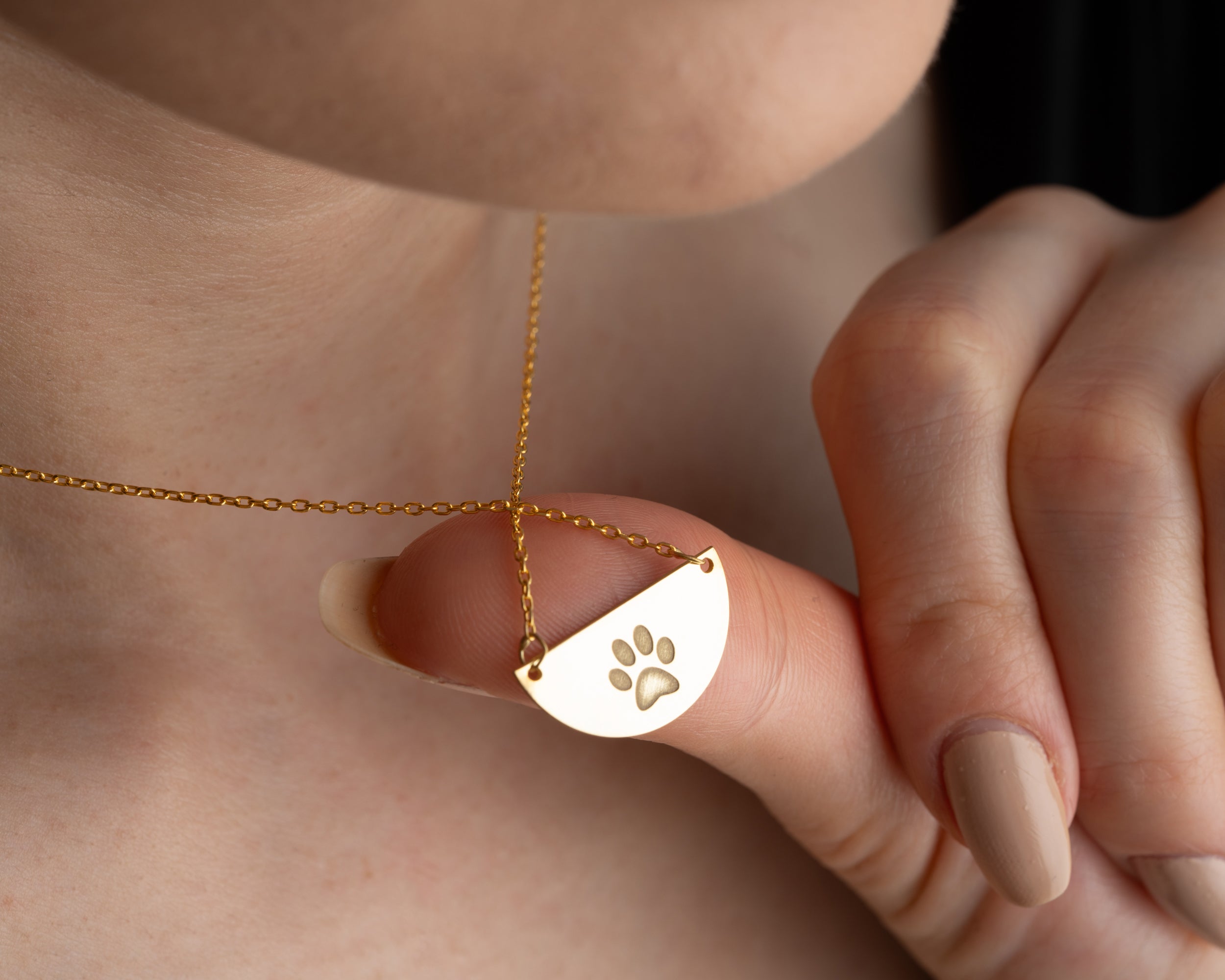 Custom Pet Name Paw Print Necklace