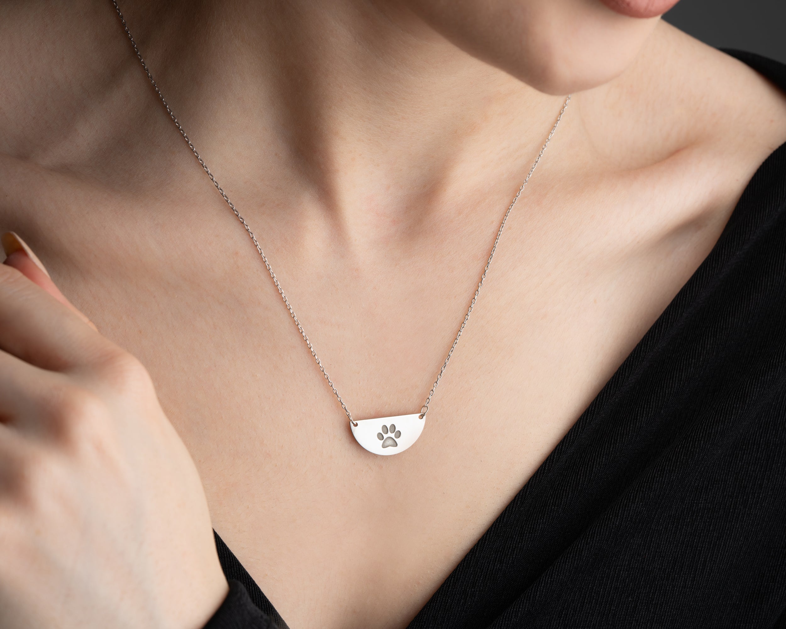 Custom Pet Name Paw Print Necklace