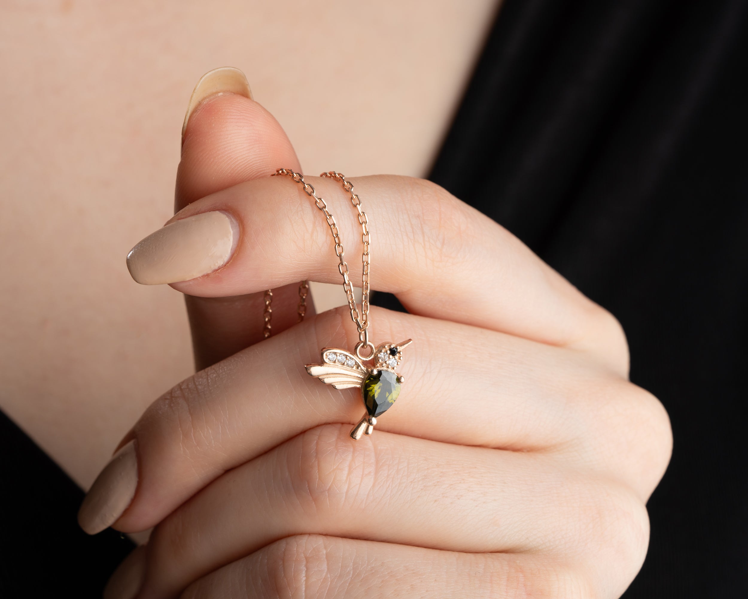 Custom Family Hummingbird Birthstone Necklace