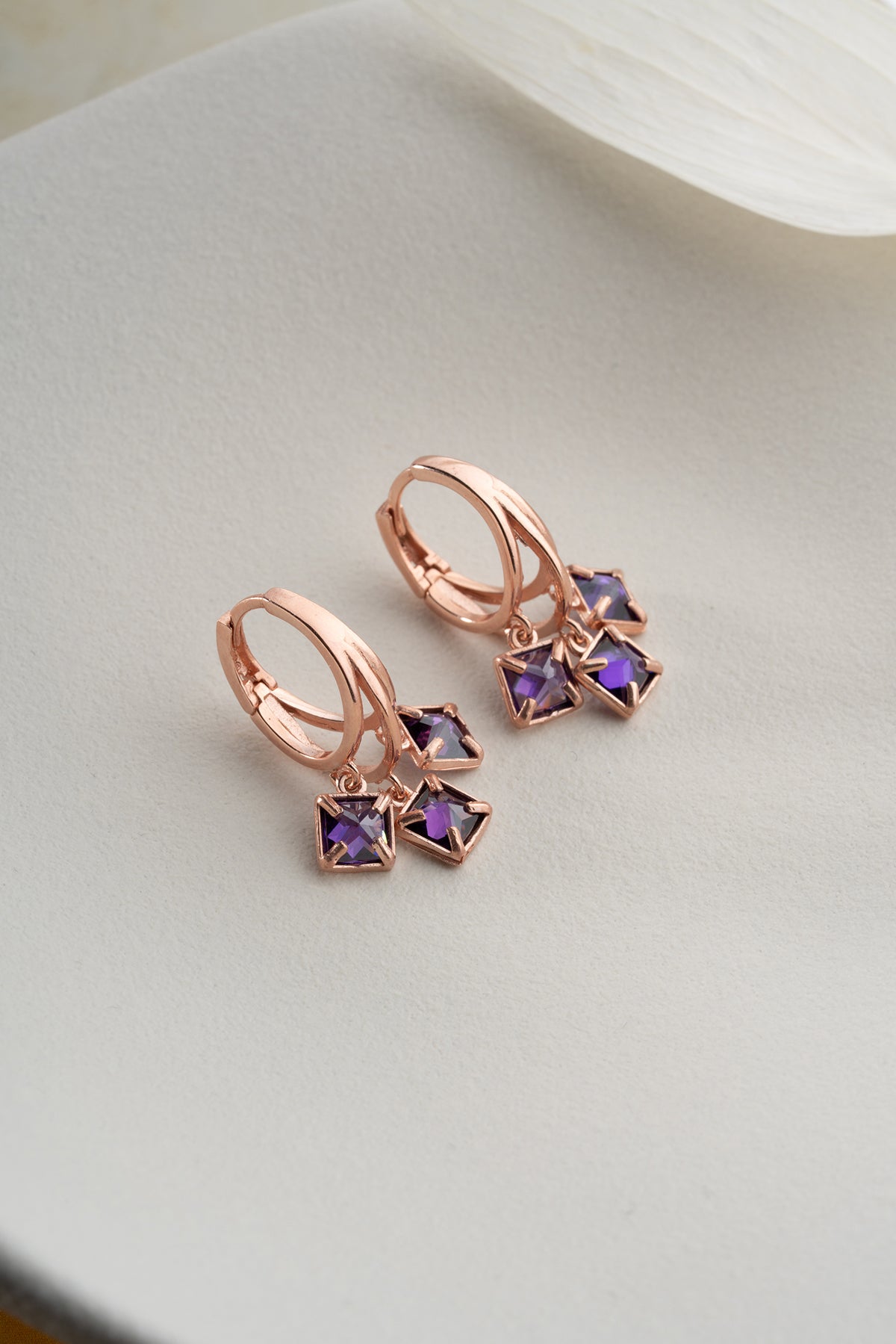 Amethyst Crystal Cluster Drop Earrings