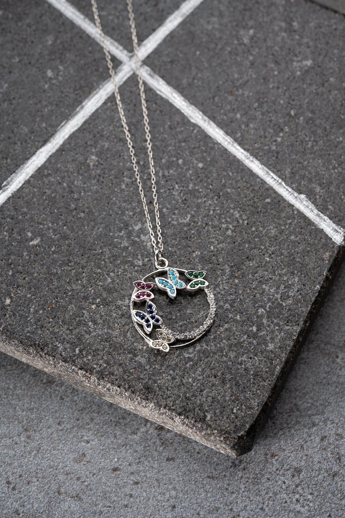 Butterfly Wreath Pendant Necklace