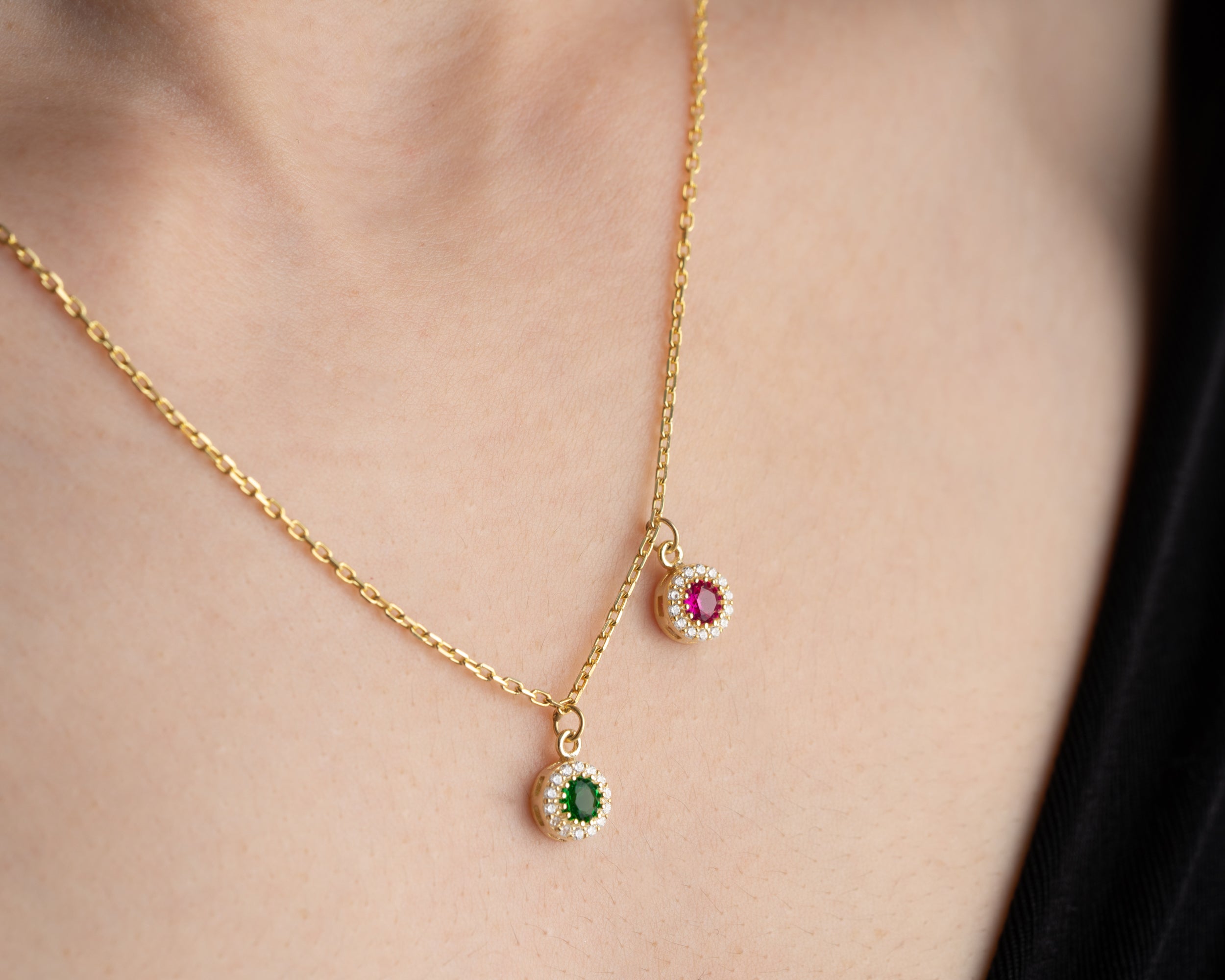 Custom Round Family Birthstone Necklace