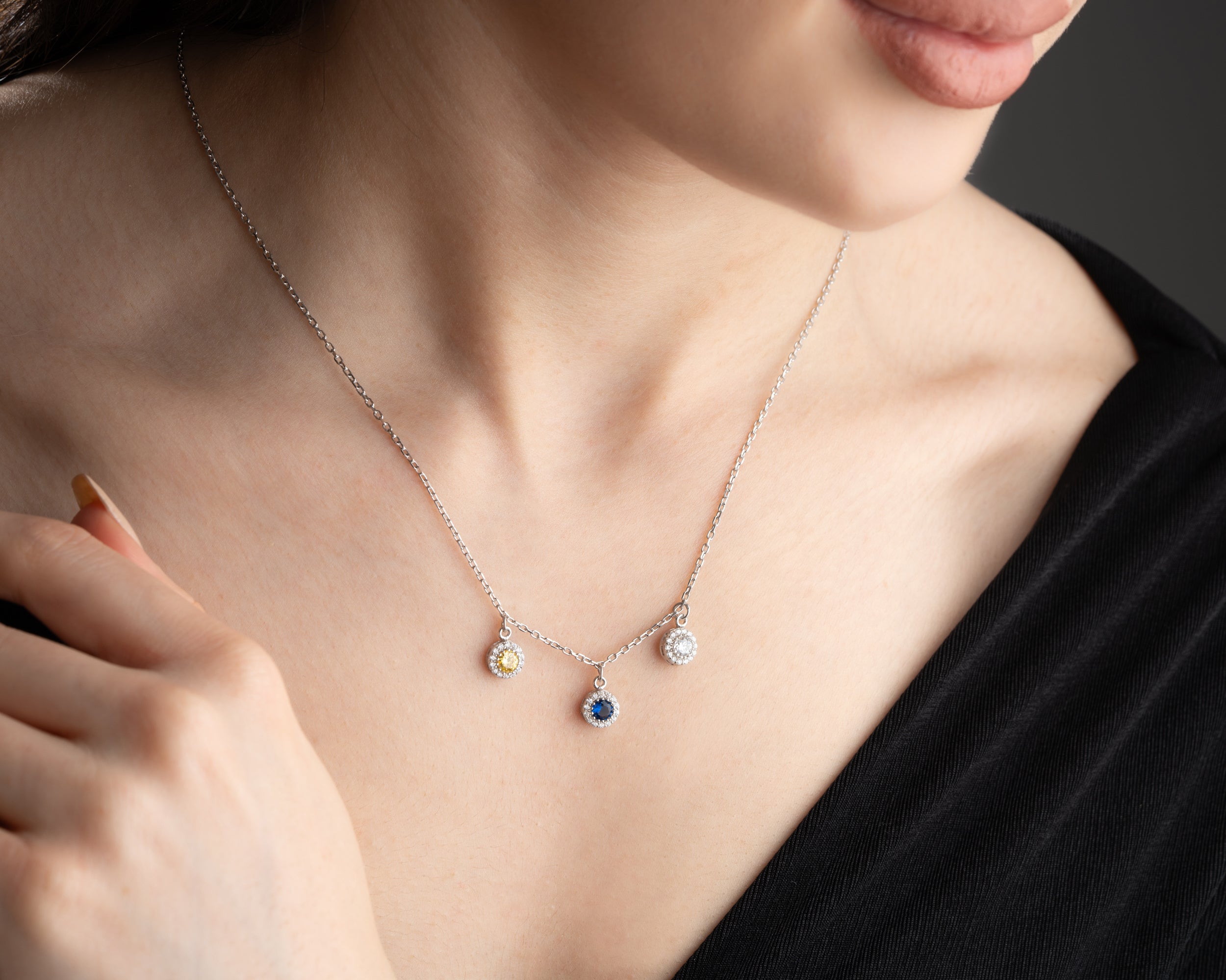 Custom Round Family Birthstone Necklace