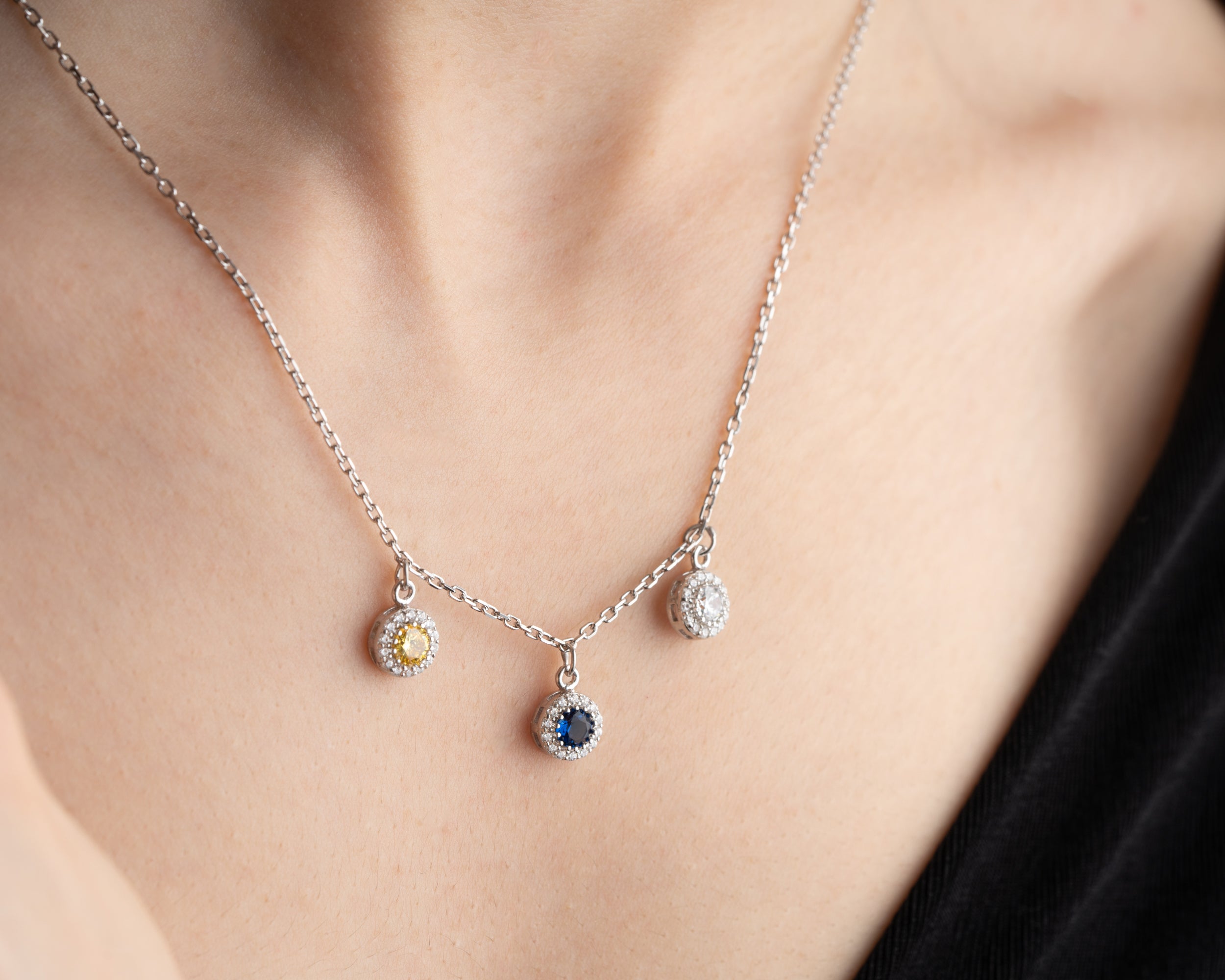 Custom Round Family Birthstone Necklace