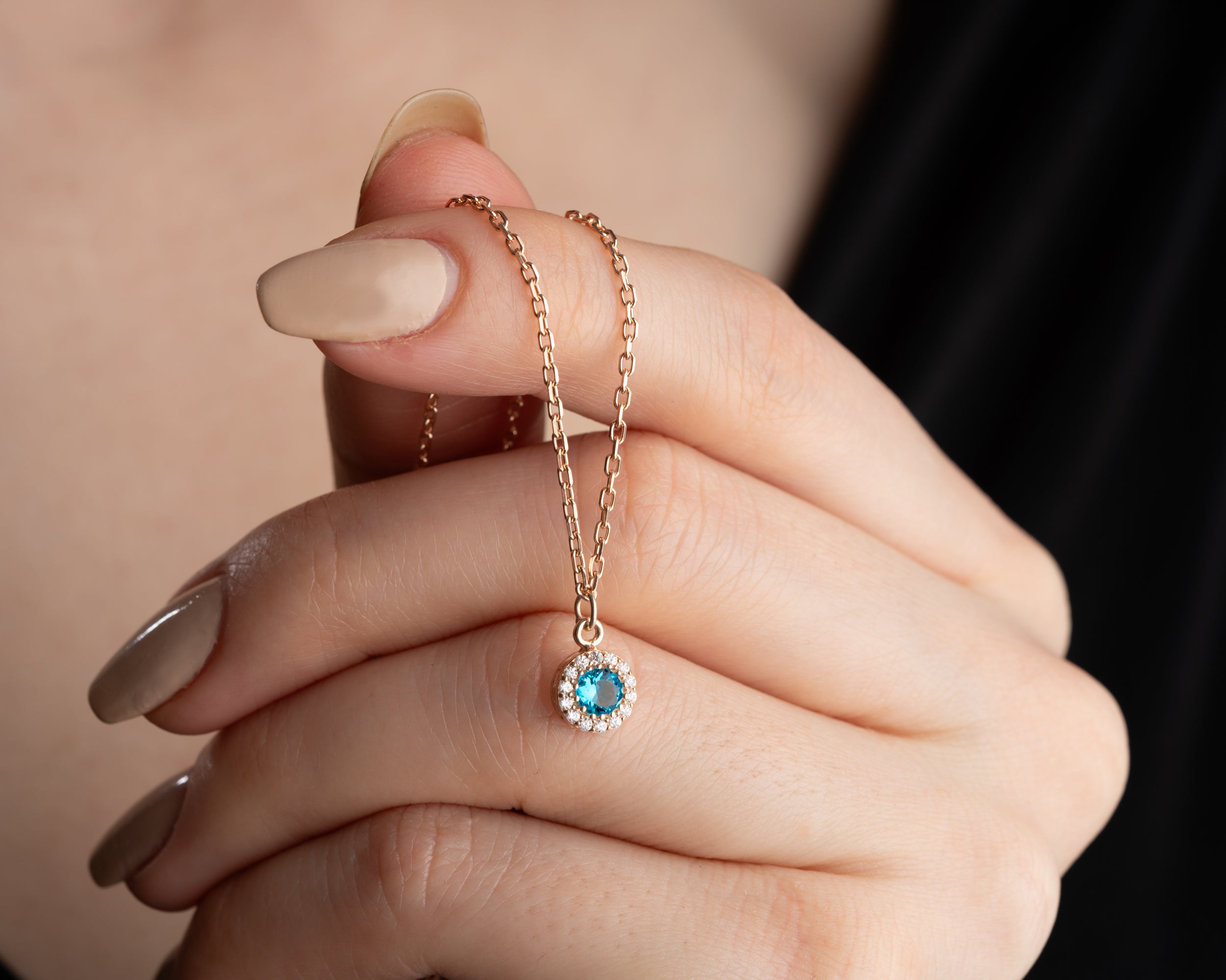 Custom Round Family Birthstone Necklace