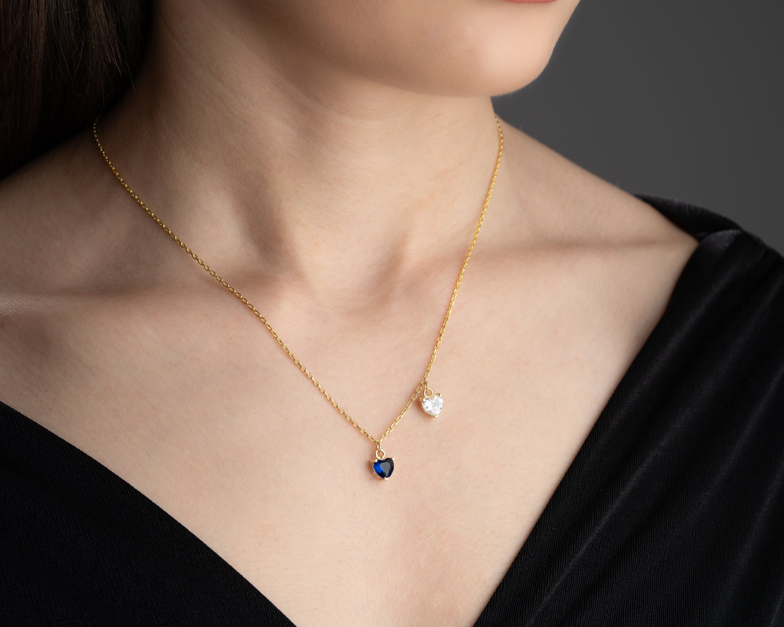 Custom Heart Birthstone Pendant Necklace
