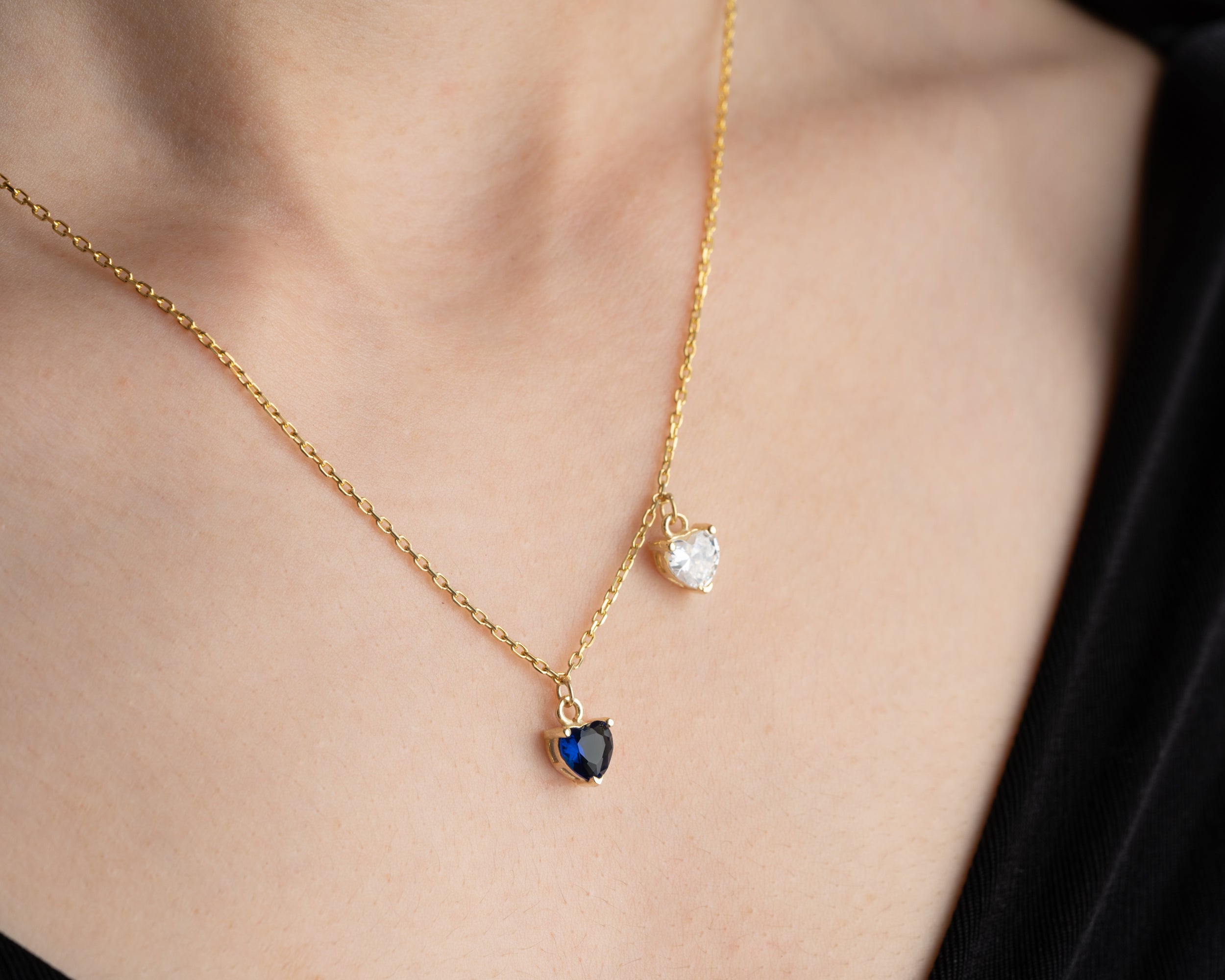 Custom Heart Birthstone Pendant Necklace
