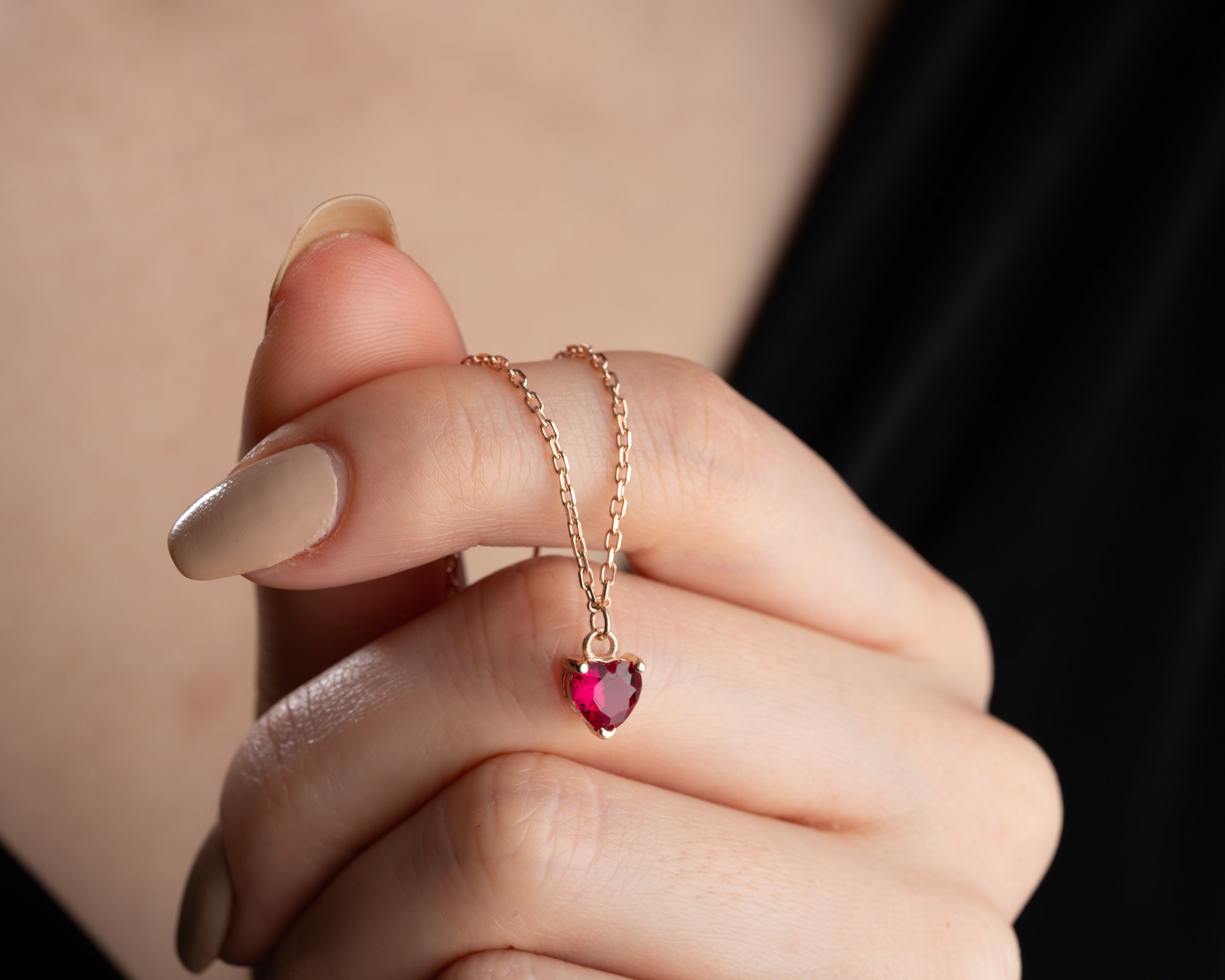 Custom Heart Birthstone Pendant Necklace