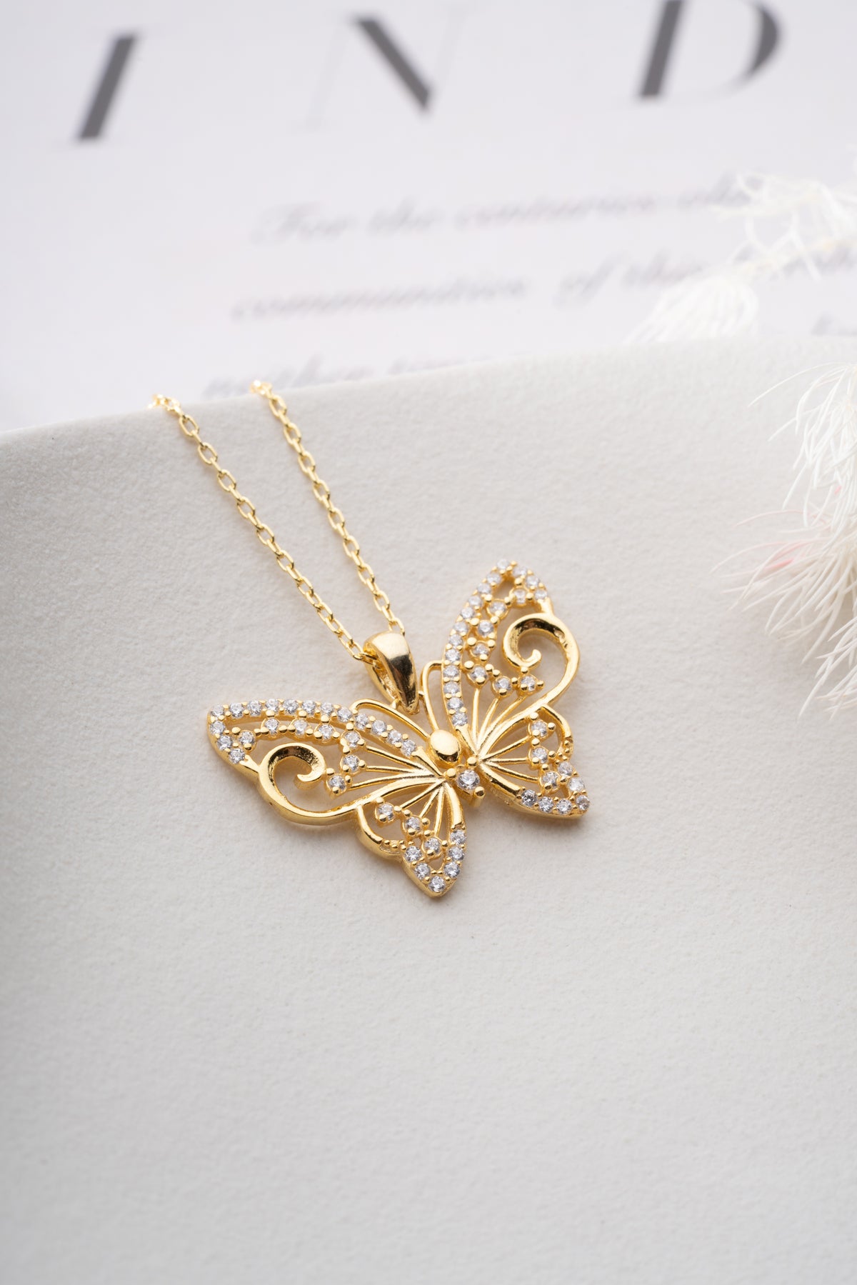 Crystal Butterfly Pendant Necklace