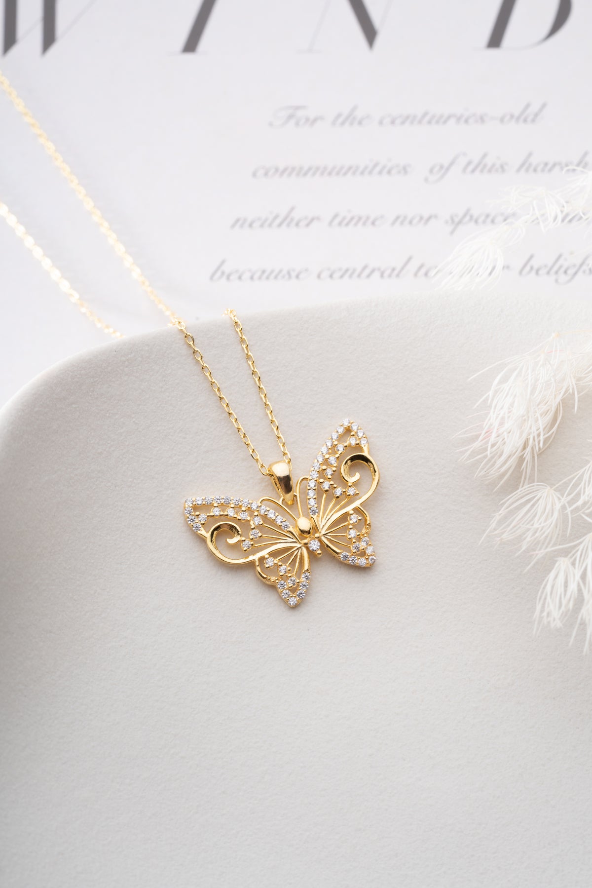 Crystal Butterfly Pendant Necklace