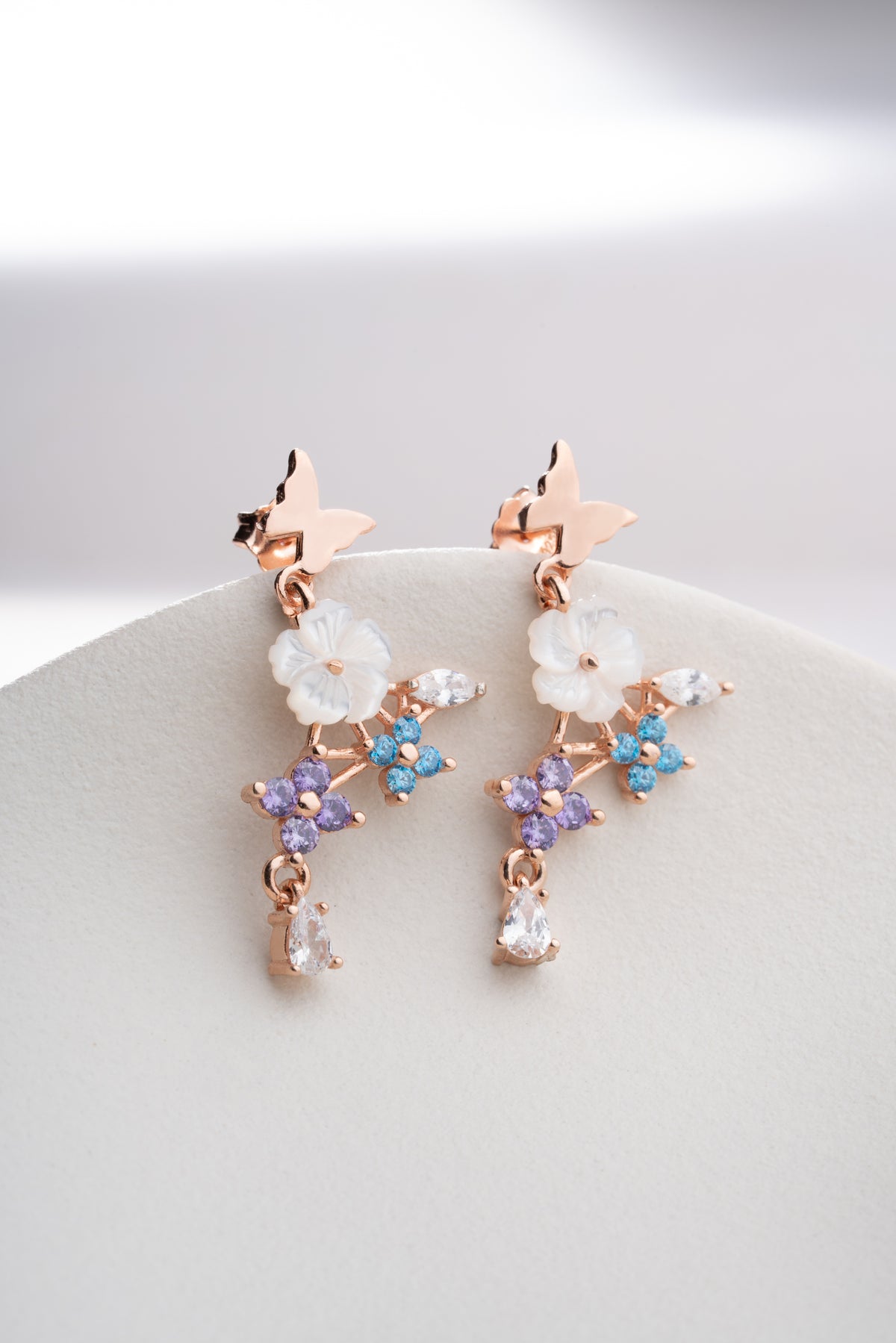 Mother of Pearl Flower Cluster Earrings