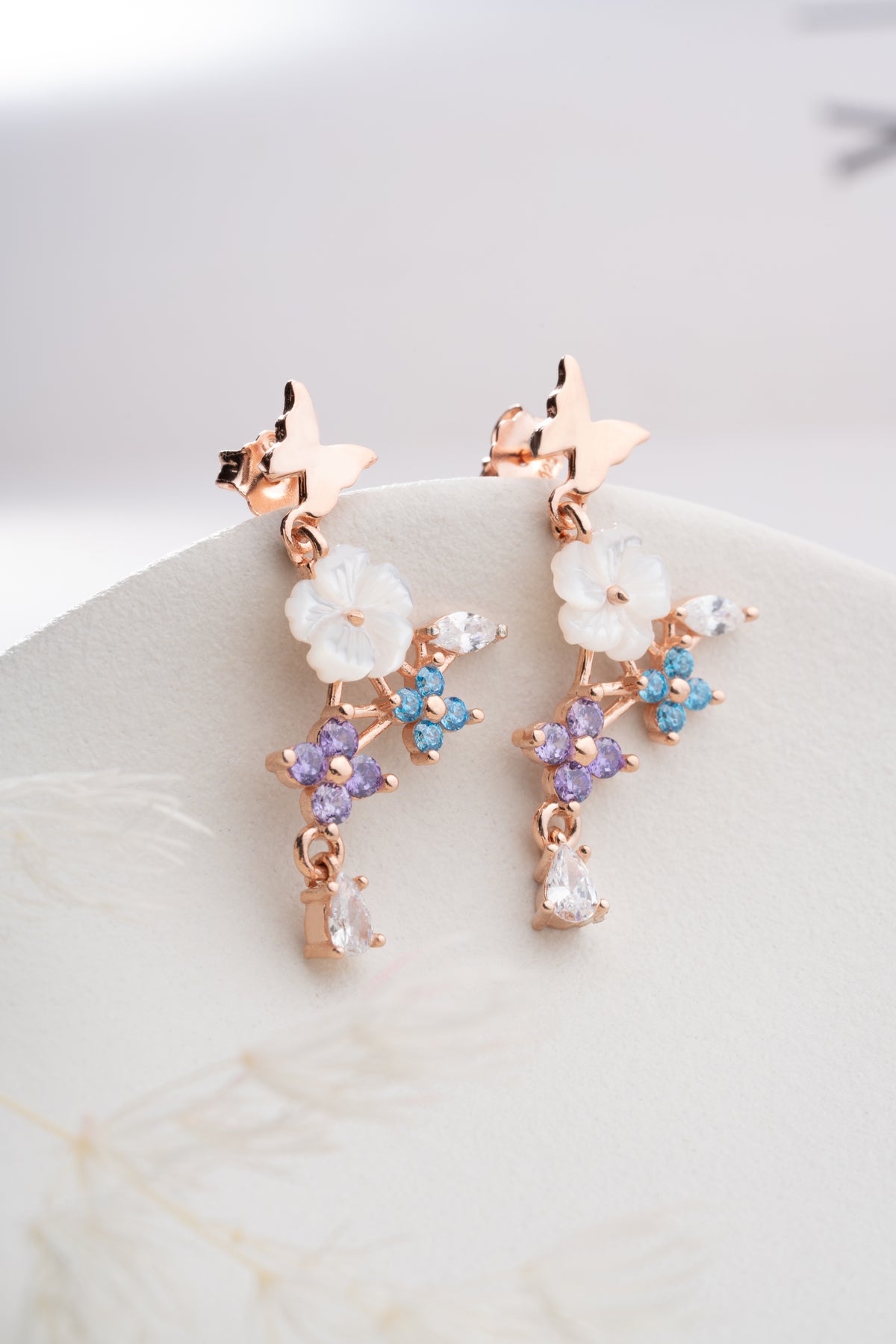 Mother of Pearl Flower Cluster Earrings