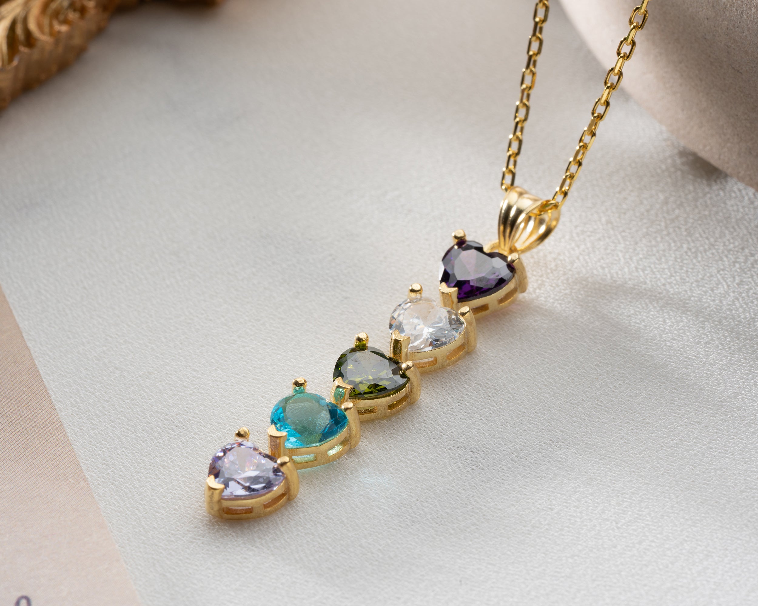 Cascading Heart Birthstone Necklace