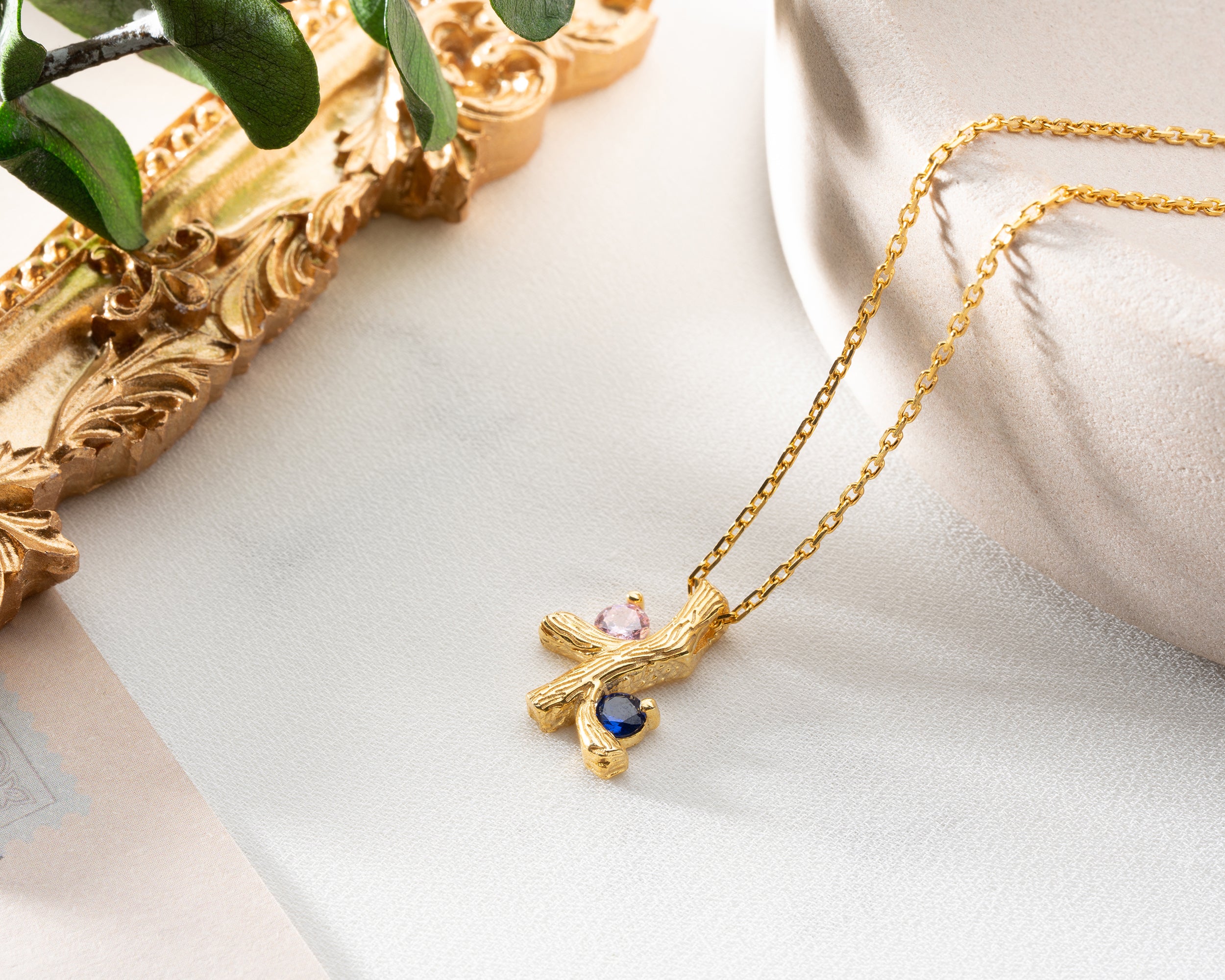 Custom Birthstone Family Tree Branch Necklace