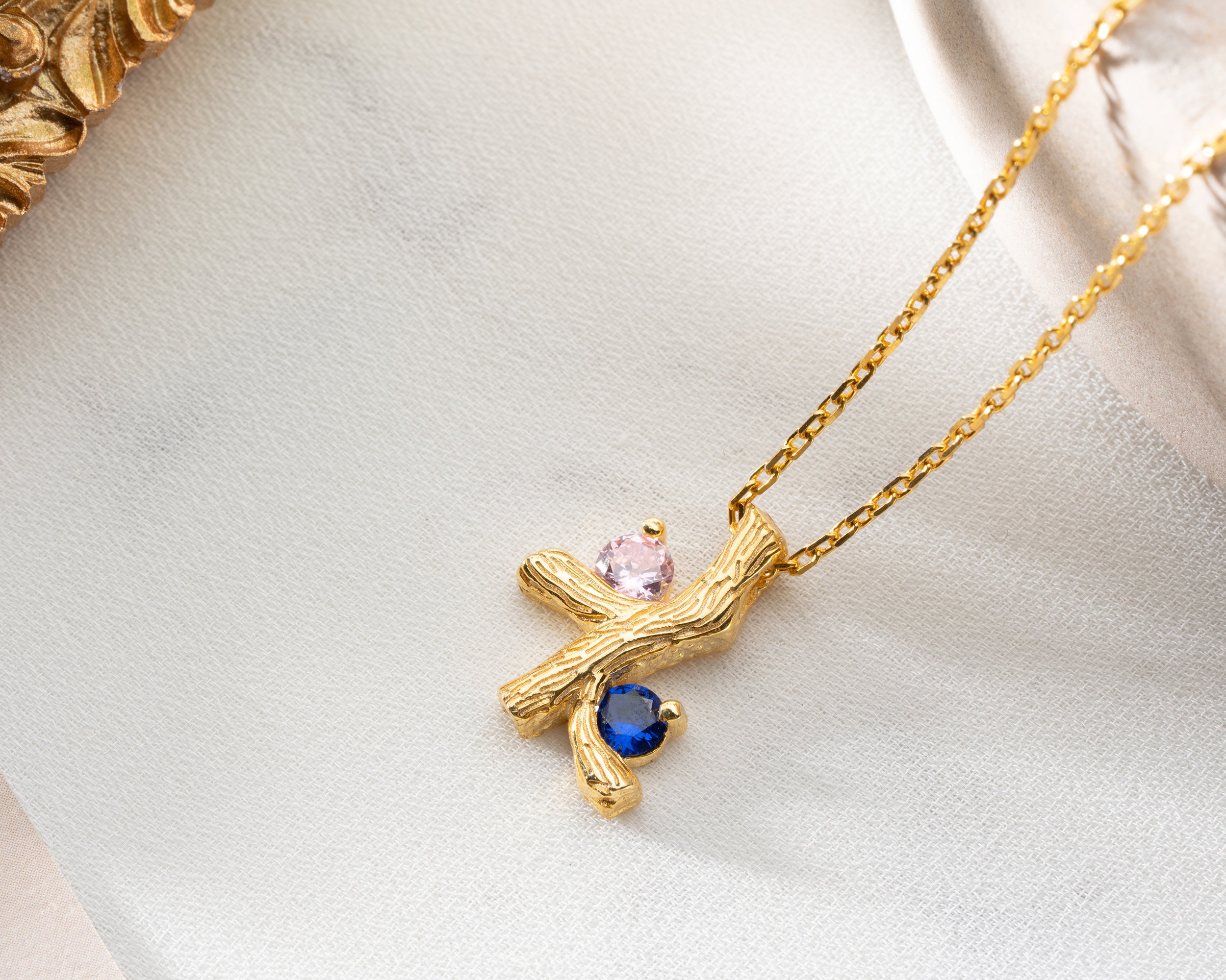 Custom Birthstone Family Tree Branch Necklace