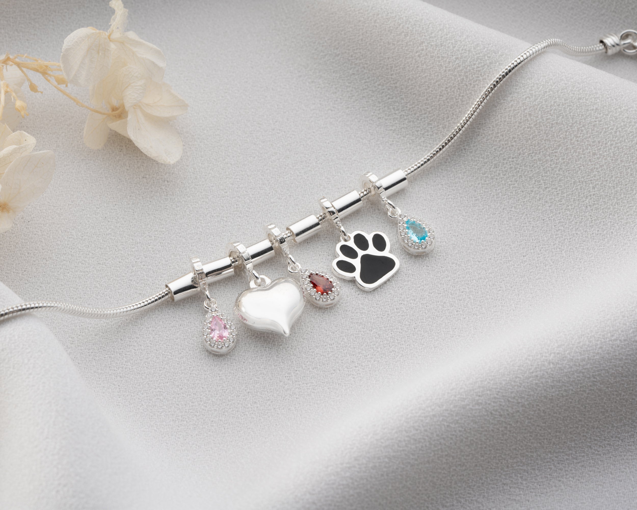 Custom Kids Birthstone Heart Bracelet