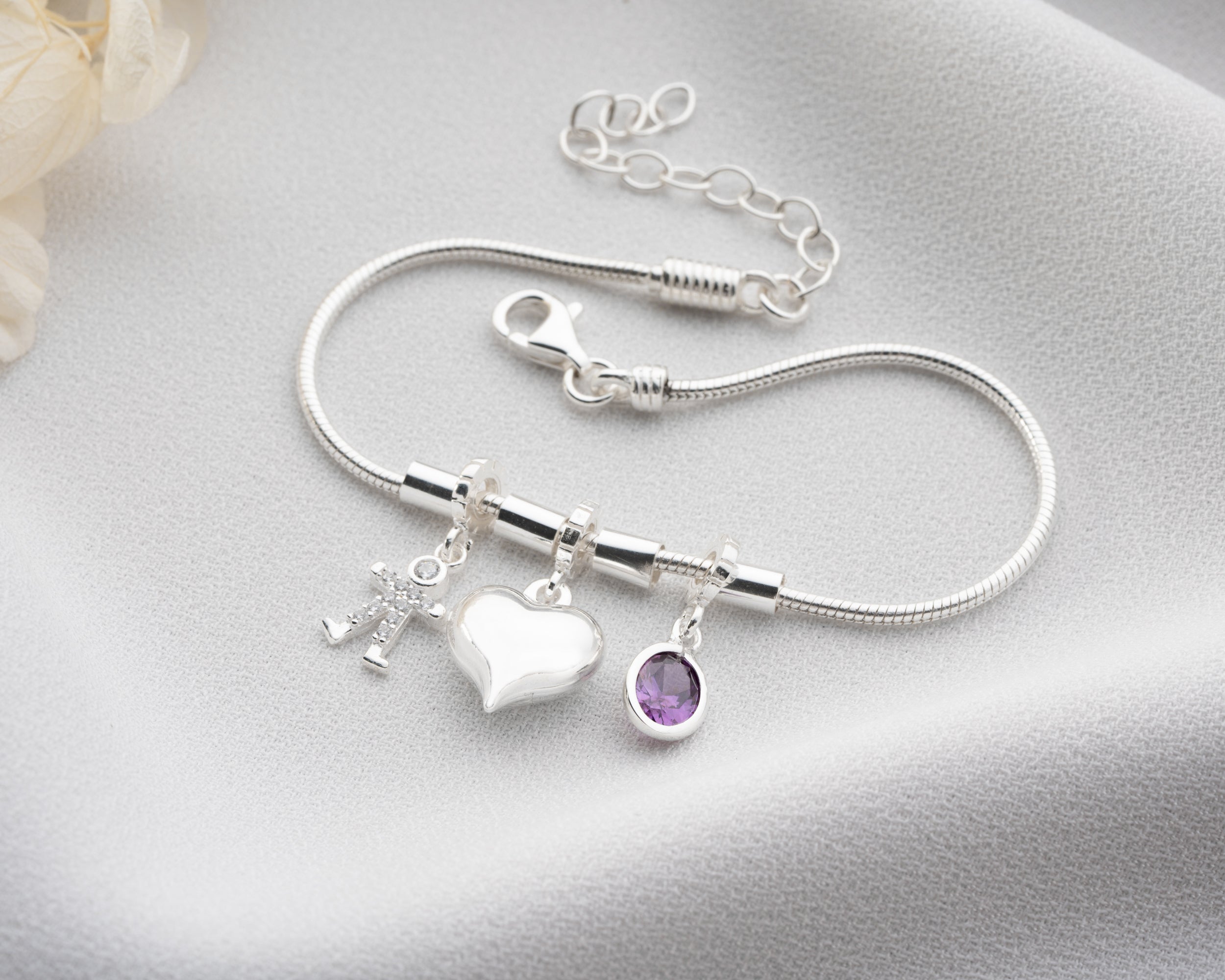 Custom Paw Print Birthstone Initial Bracelet