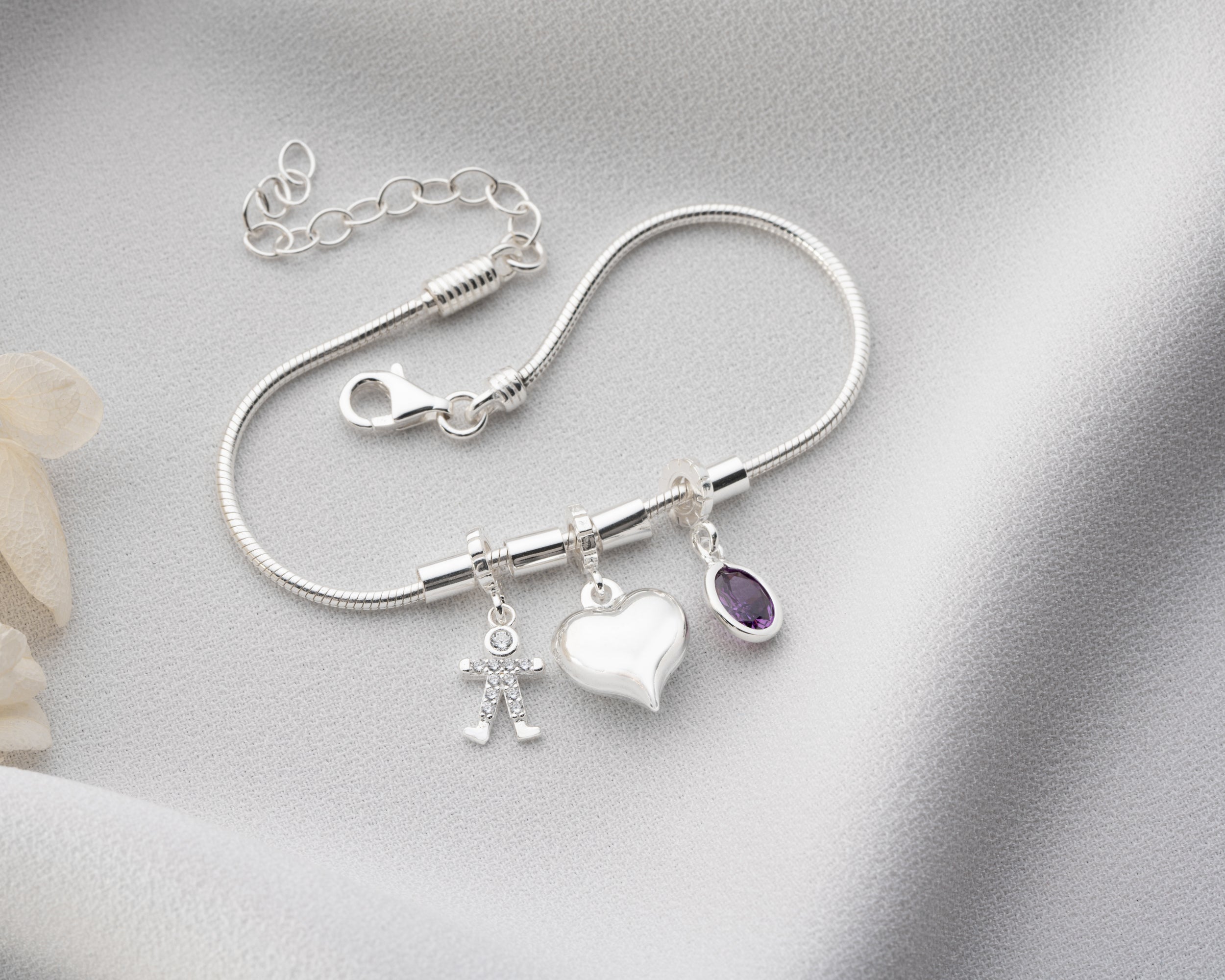 Custom Paw Print Birthstone Initial Bracelet