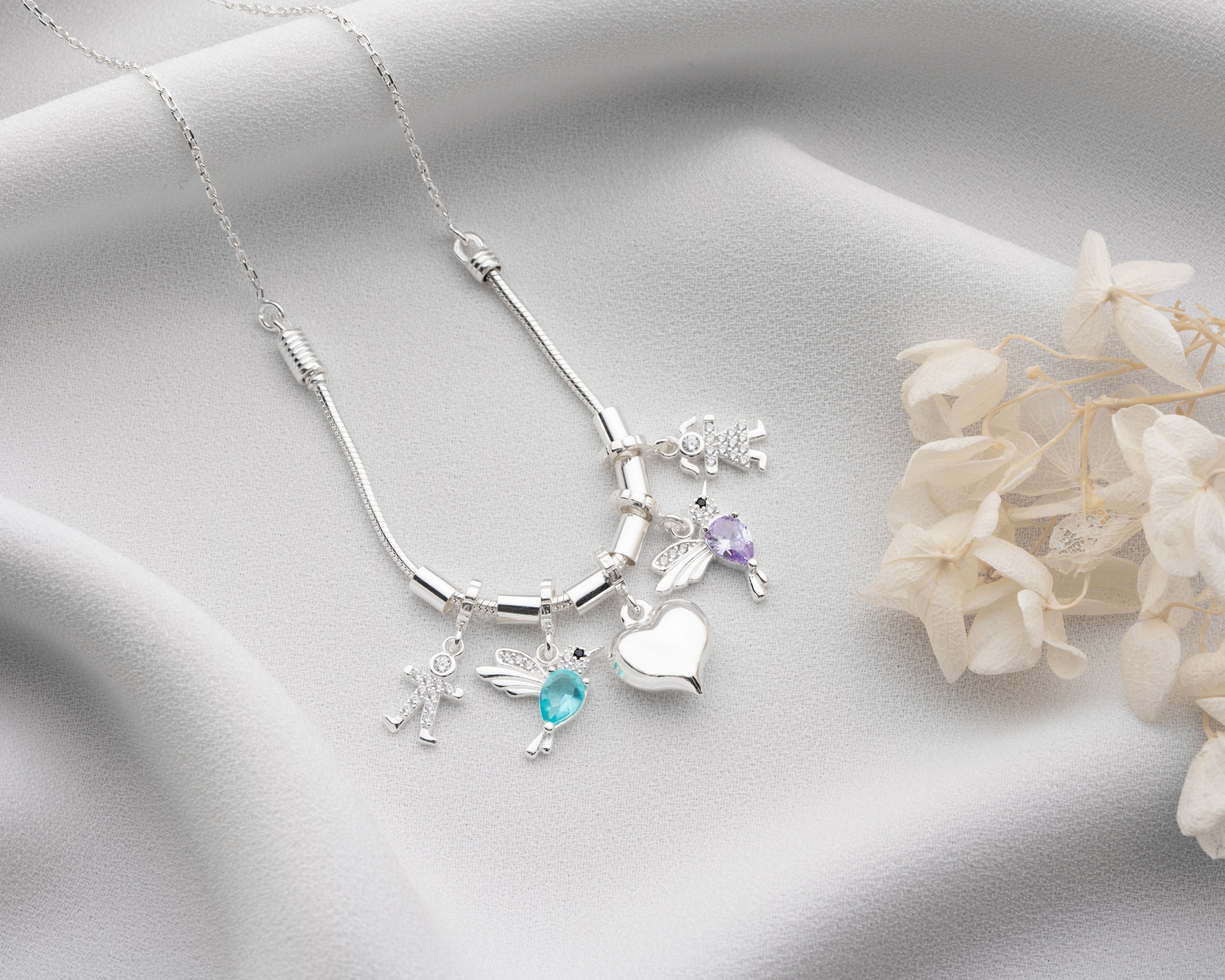Custom Kids Birthstone Charm Necklace