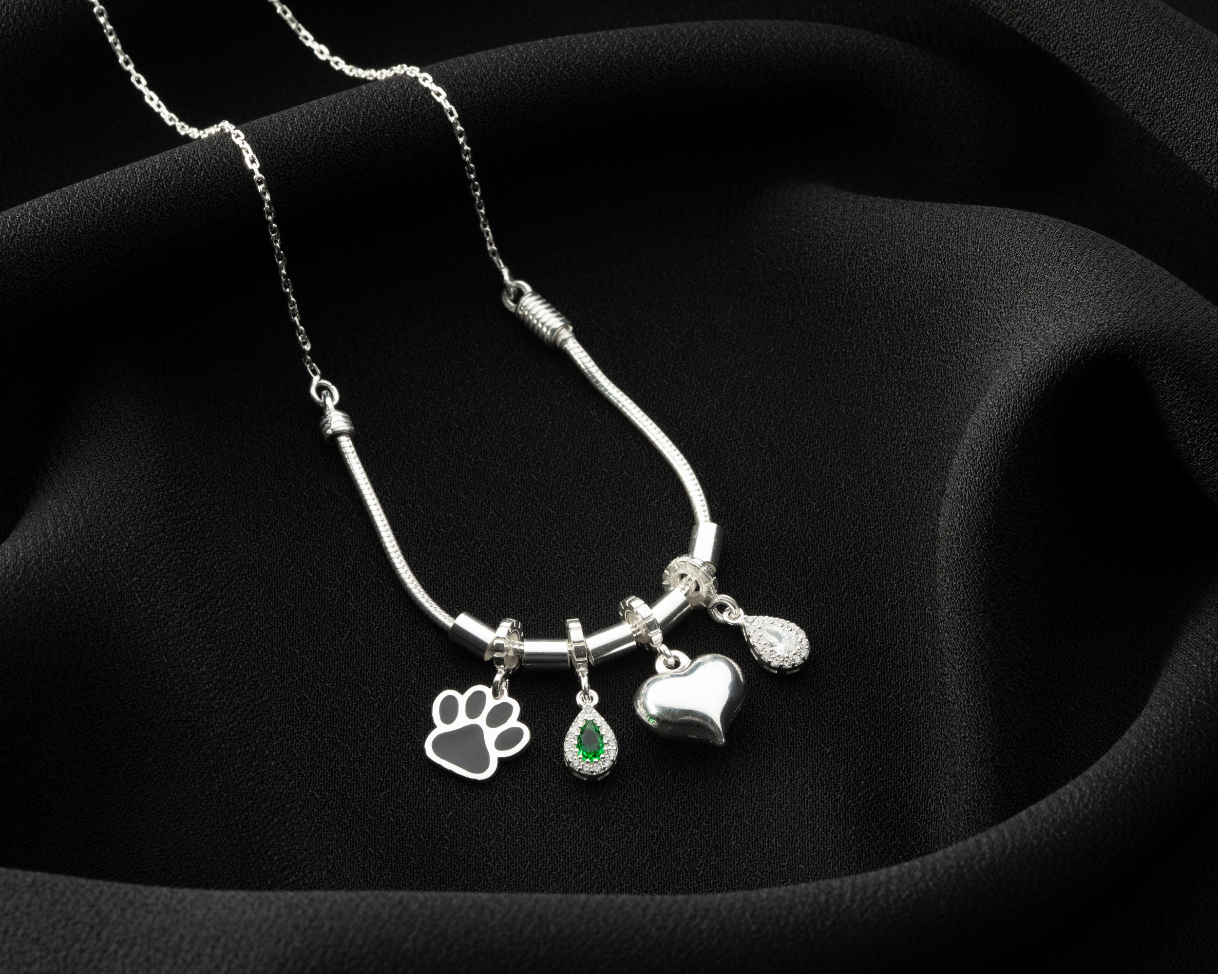 Custom Kids and Birthstone Charm Necklace