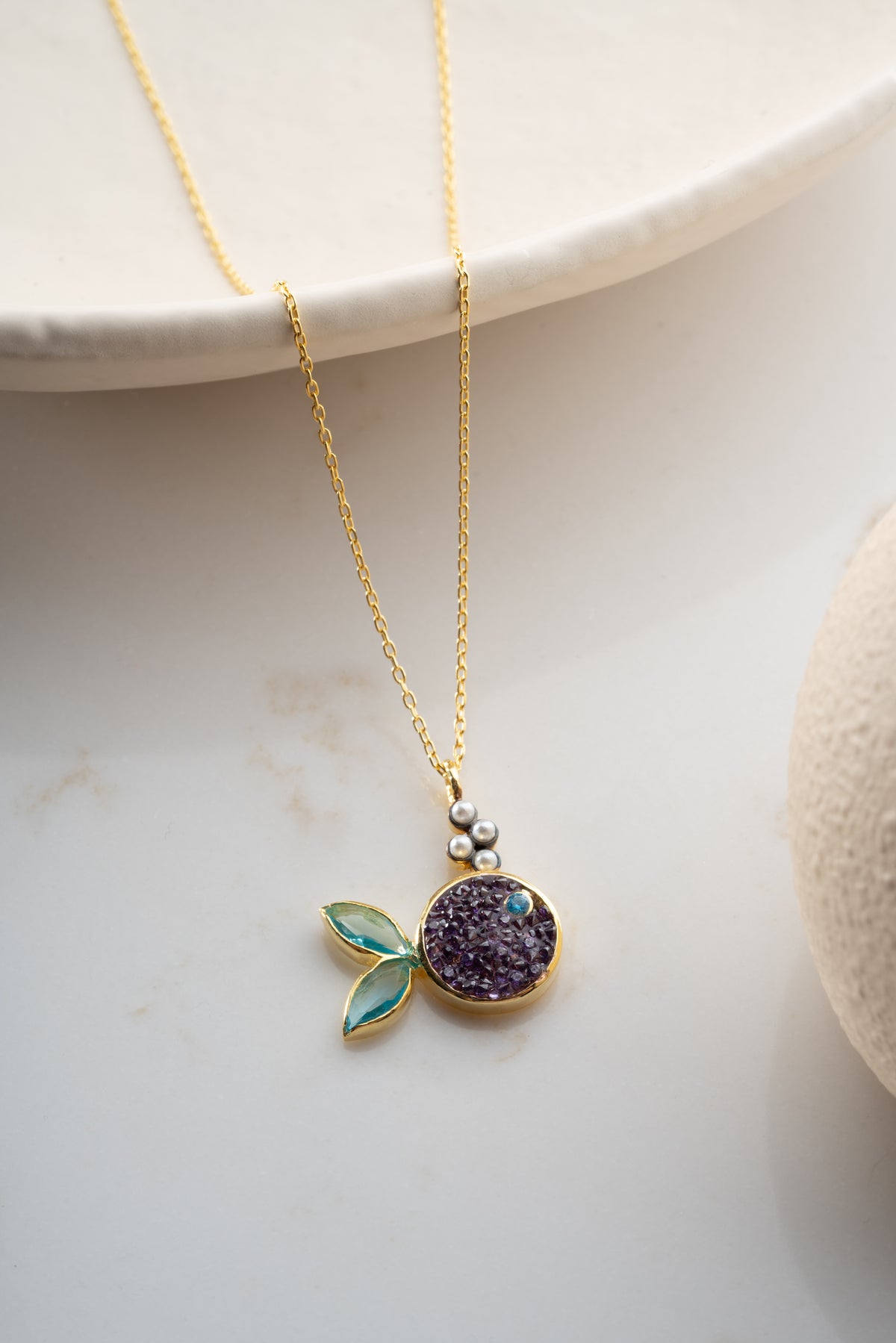 Purple Crystal Fish Pendant Necklace
