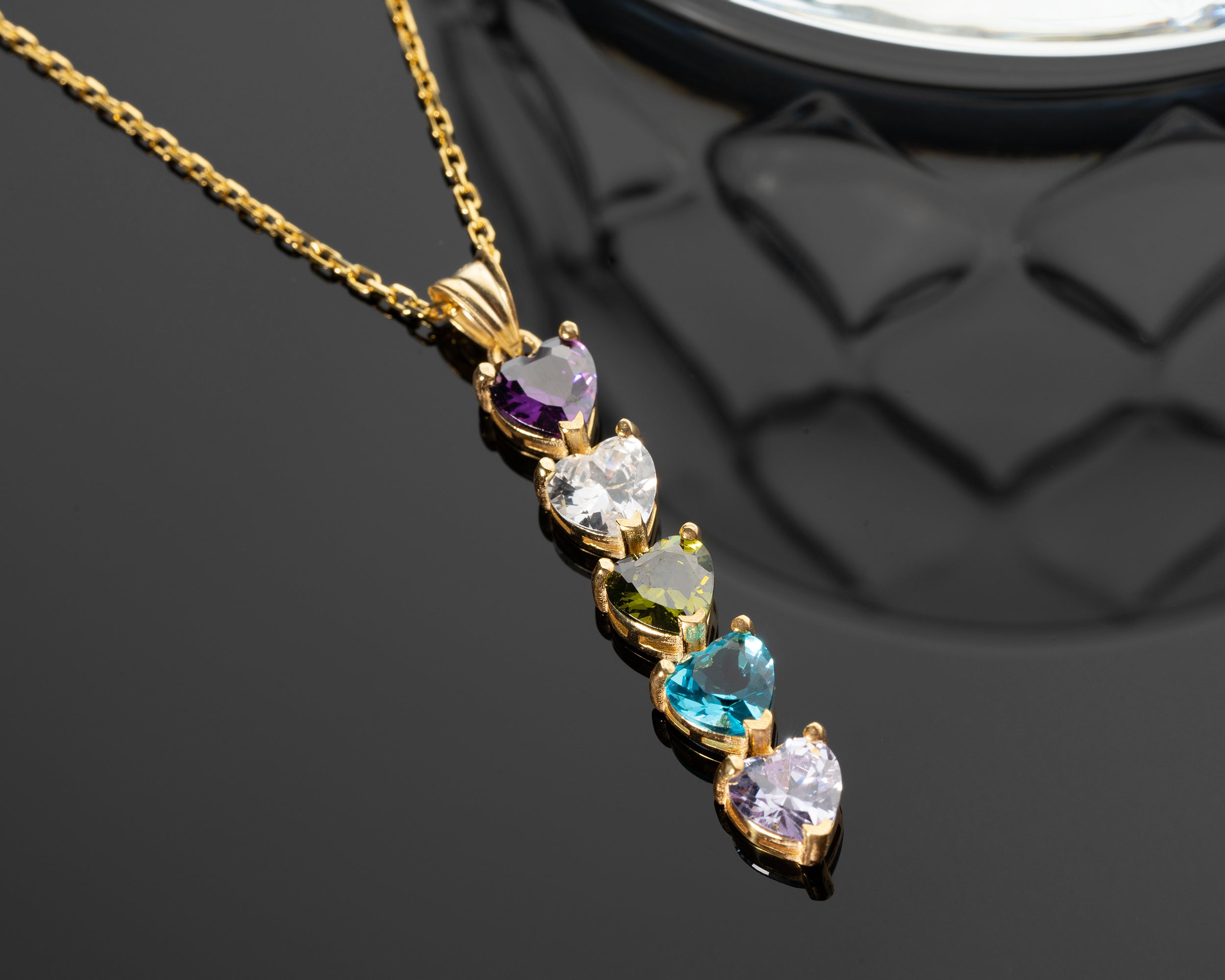 Cascading Heart Birthstone Necklace