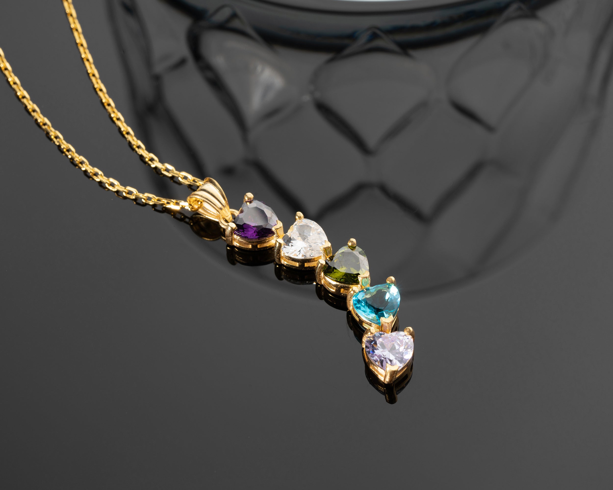 Cascading Heart Birthstone Necklace