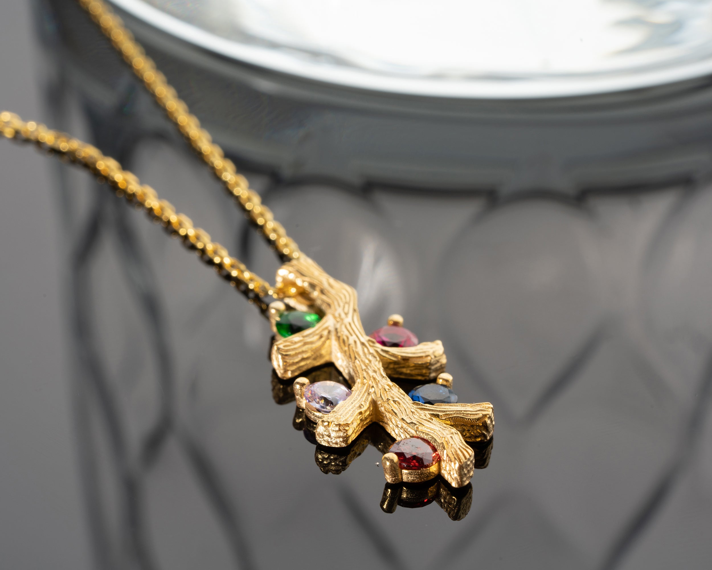 Custom Birthstone Family Tree Branch Necklace