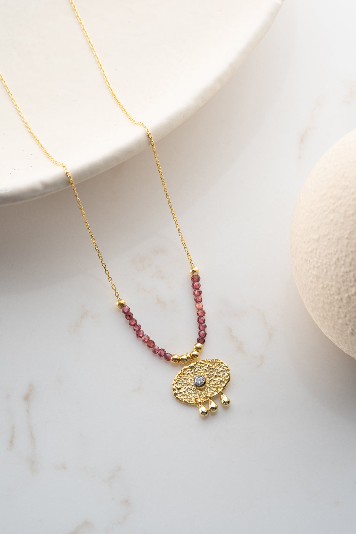 Garnet Guardian Eye Necklace